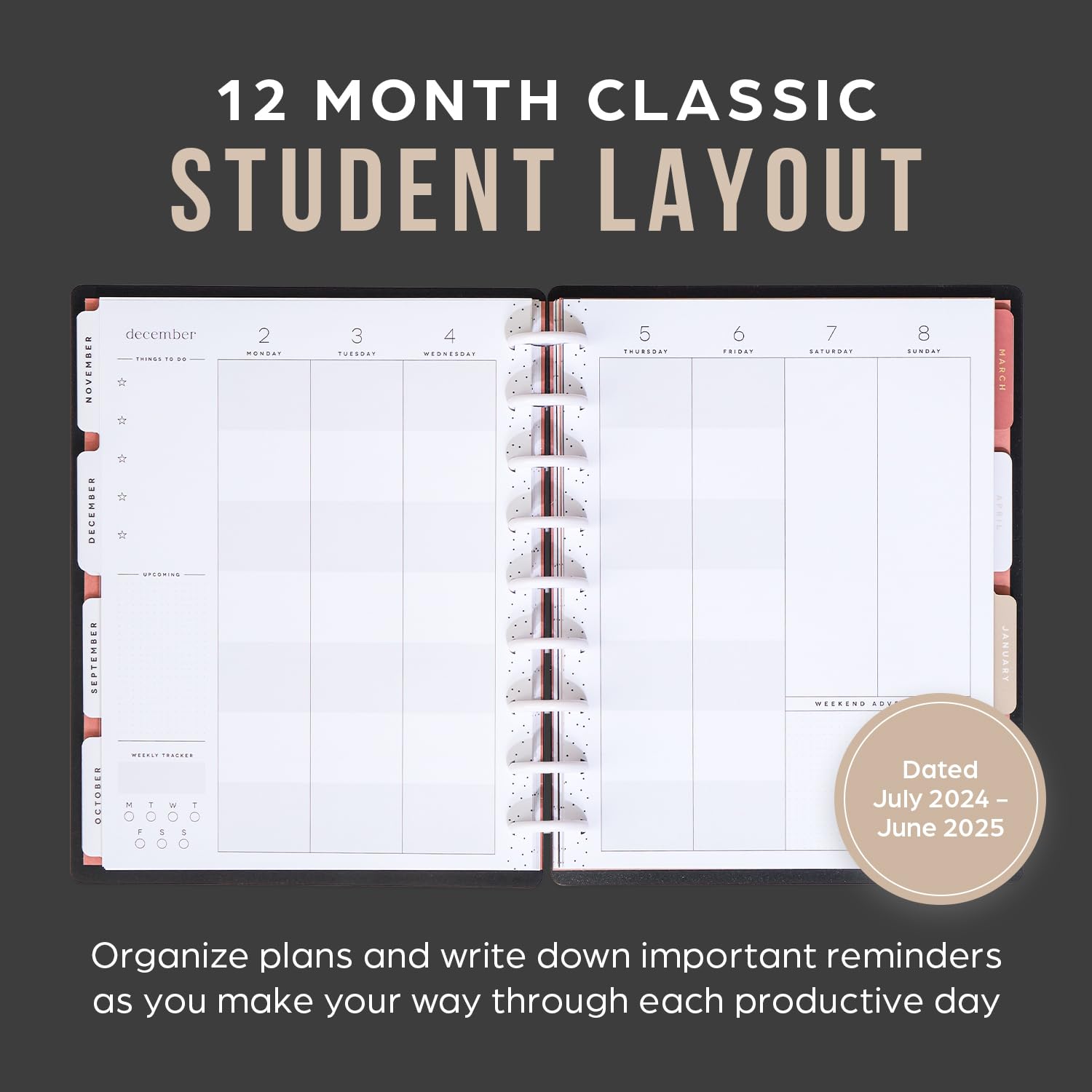 Happy Planner Disc-Bound 12-Month Academic Planner (July 2024–June 2025) - Classic Size 7