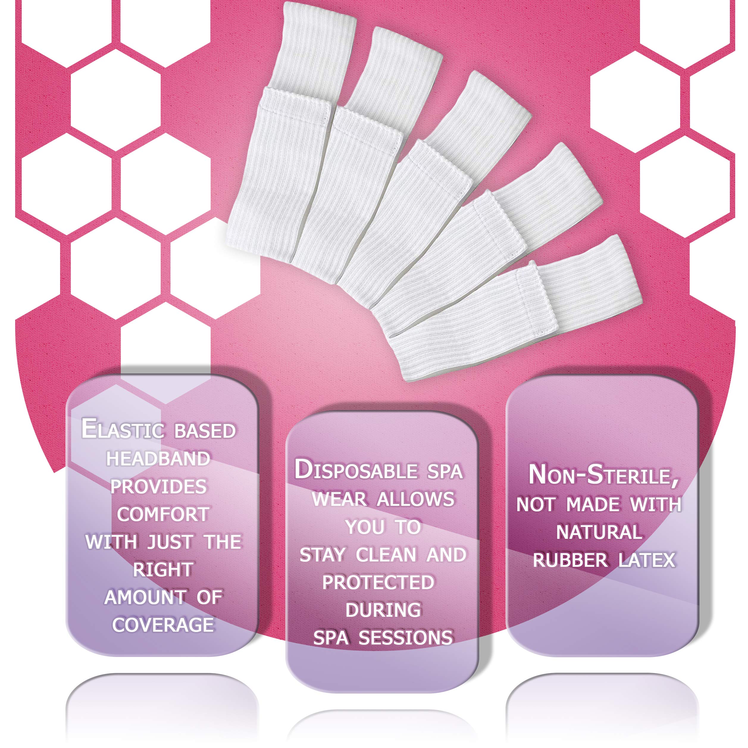 Dukal Stretch Spa Headbands for Women | Soft & Flexible Disposable Facial Headbands | Bulk Pack of 48 | Perfect for Spa Treatments, Facials, Hair Coloring & Skincare Routines at Home or Salon