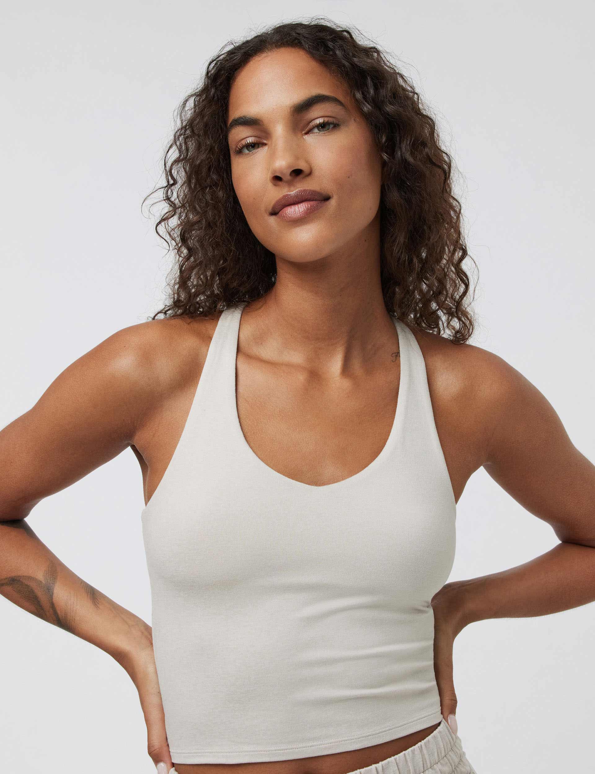 Halo Performance Crop 2.0 - Women's Workout Top | Moisture-Wicking & Breathable | Ecru Heather Color | Perfect for Yoga, Running & Gym Training