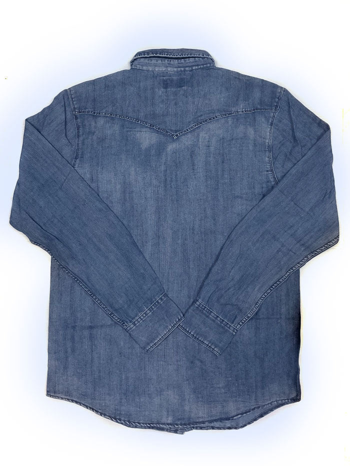 Kimes Ranch GRIMES Men's Long Sleeve Snap Button Denim Shirt - Dark Indigo Western Shirt for Casual Wear, Rodeo & Outdoor Activities