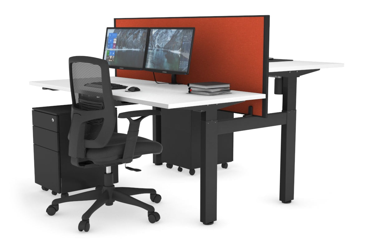 Adjustable 2-Person H Bench Workstation - Black Frame [1200L x 700W] - Perfect for Office, Workshop, or Home Use