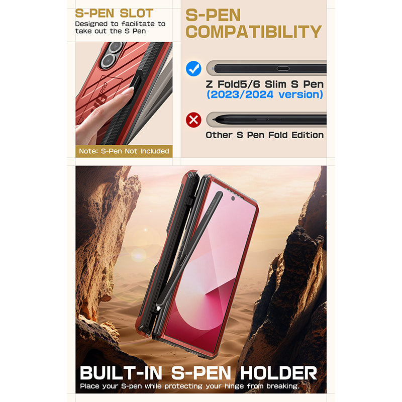 Samsung Galaxy Z Fold6 Unicorn Beetle PRO Heavy Duty Rugged Case - Shockproof & Drop Protection, Metallic Red | Perfect for Outdoor, Work & Travel