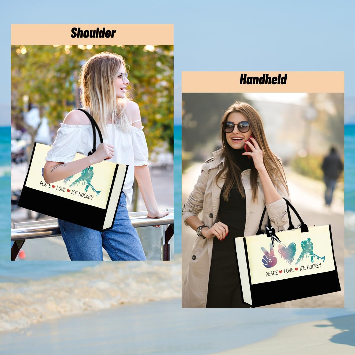 KDXPBZ Sports Canvas Tote Bag - Durable Soccer, Tennis, Softball & Football Gift Bag for Women & Men - Perfect for Travel, Beach, Gym & Sports Events