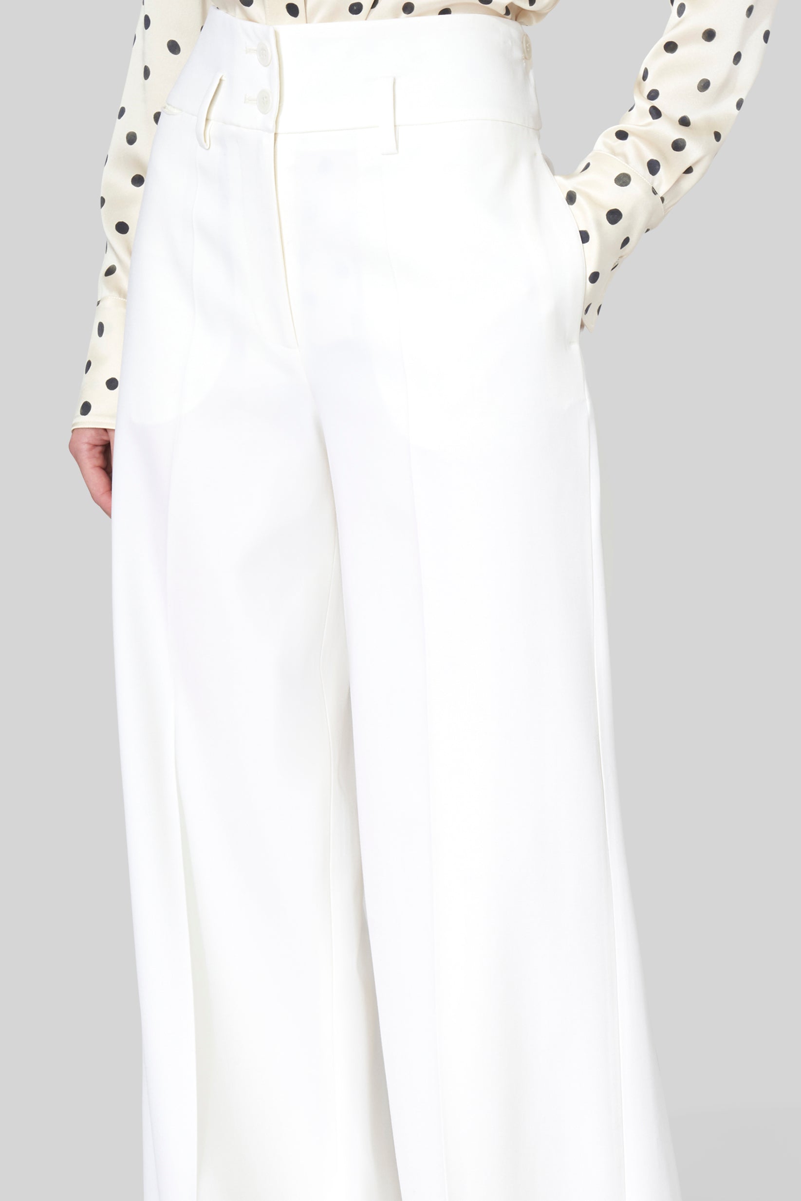 Rudy Women's Ivory Pants - Comfortable Stretch High Waist Trousers for Work, Office & Casual Wear
