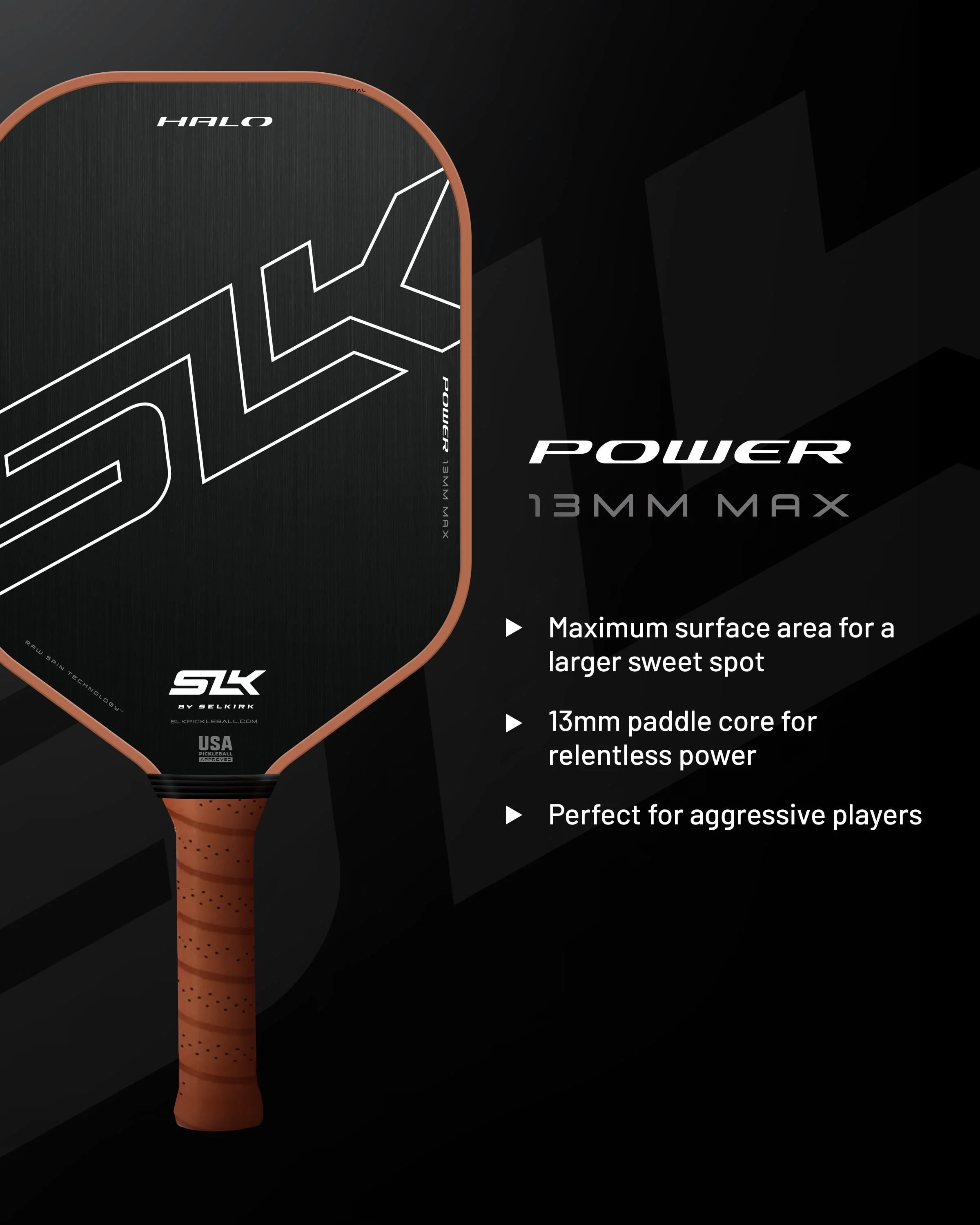 Selkirk SLK Halo Power Max Pickleball Paddle - Premium Carbon Fiber Paddle for Competitive Play & Tournaments | Perfect for Outdoor & Indoor Pickleball Games