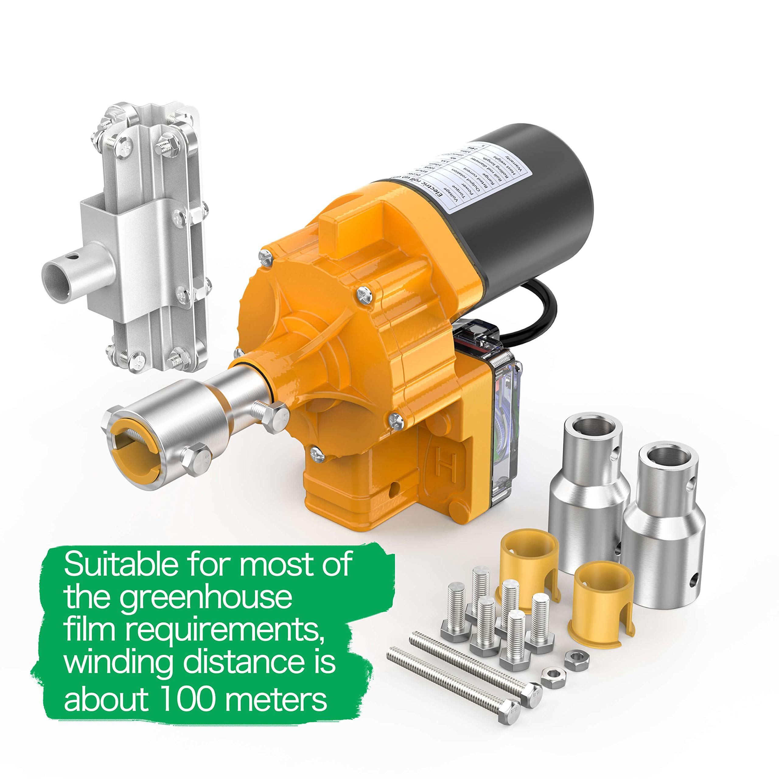 Upgraded 24V 100W Greenhouse Roll Up Motor & Climbing Device - Waterproof Automatic Shading & Ventilation System for Greenhouses, Plant Nurseries, and Hydroponic Gardens