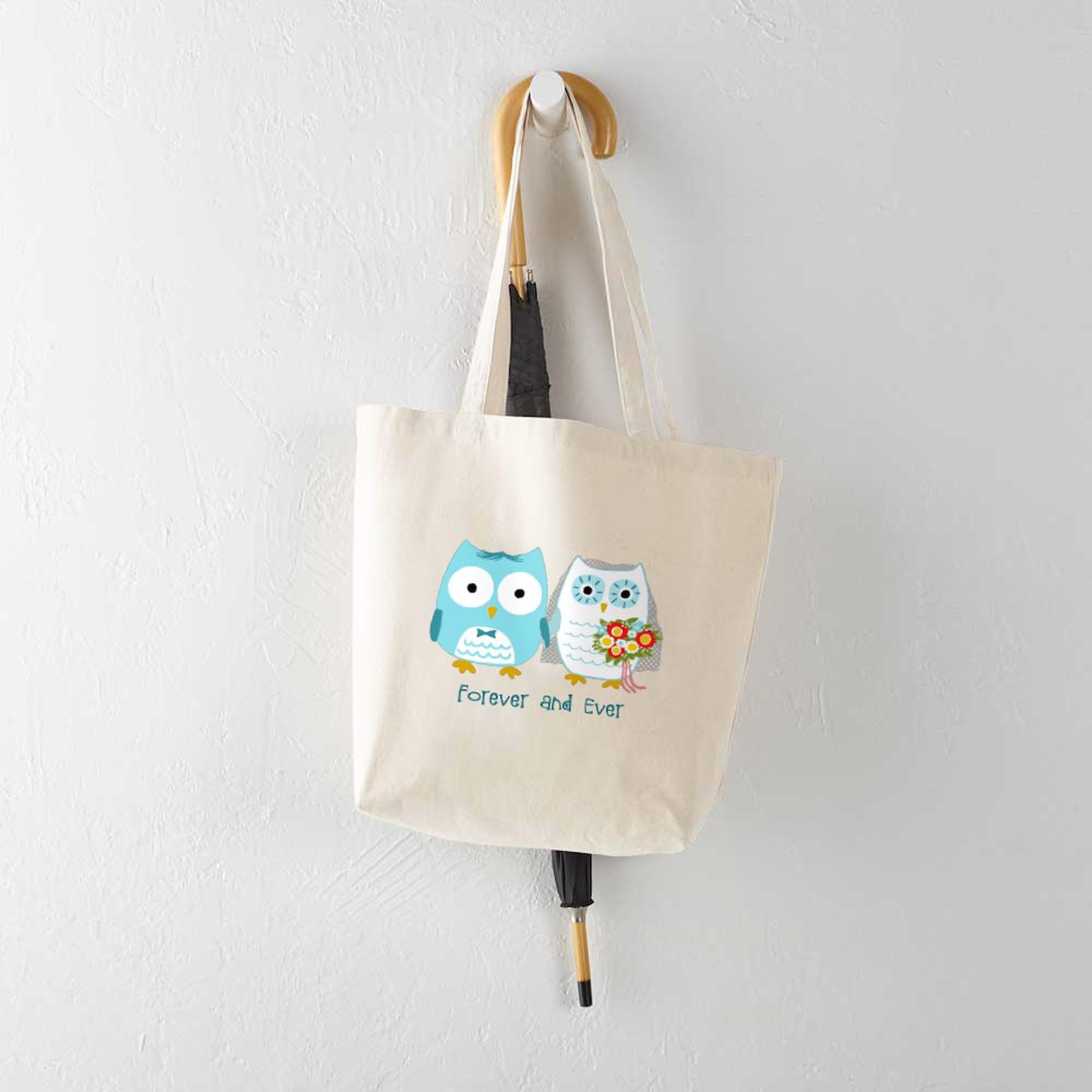 Owls Wedding Tote Bag - Natural Canvas Reusable Shopping Bag for Bridal Party, Eco-Friendly Grocery Tote - Perfect for Bridal Showers, Beach Weddings & Sustainable Shopping