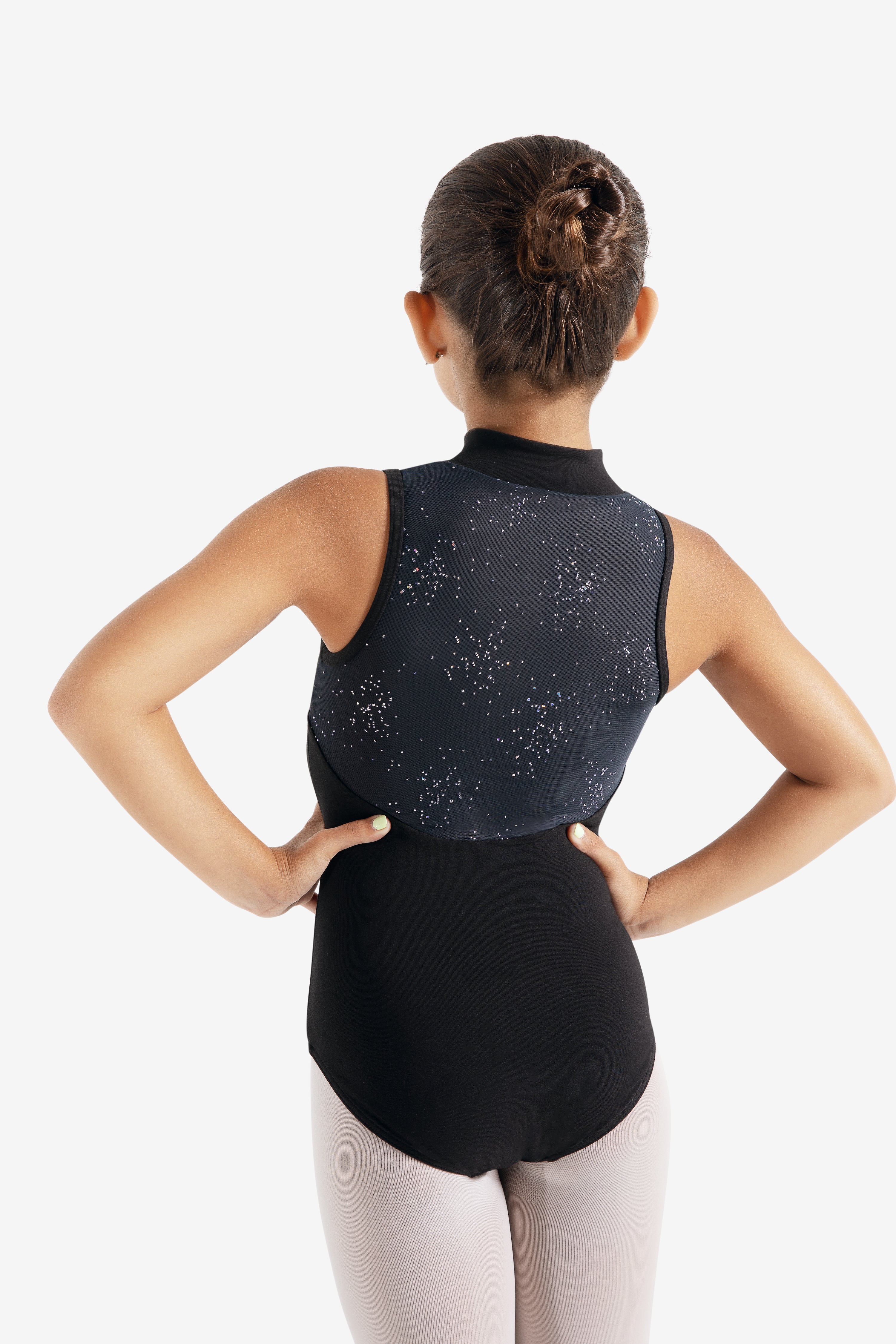 11908C Sparkling Glitter Glam Zip Front Dance Leotard - Perfect for Ballet, Gymnastics & Performance Costumes