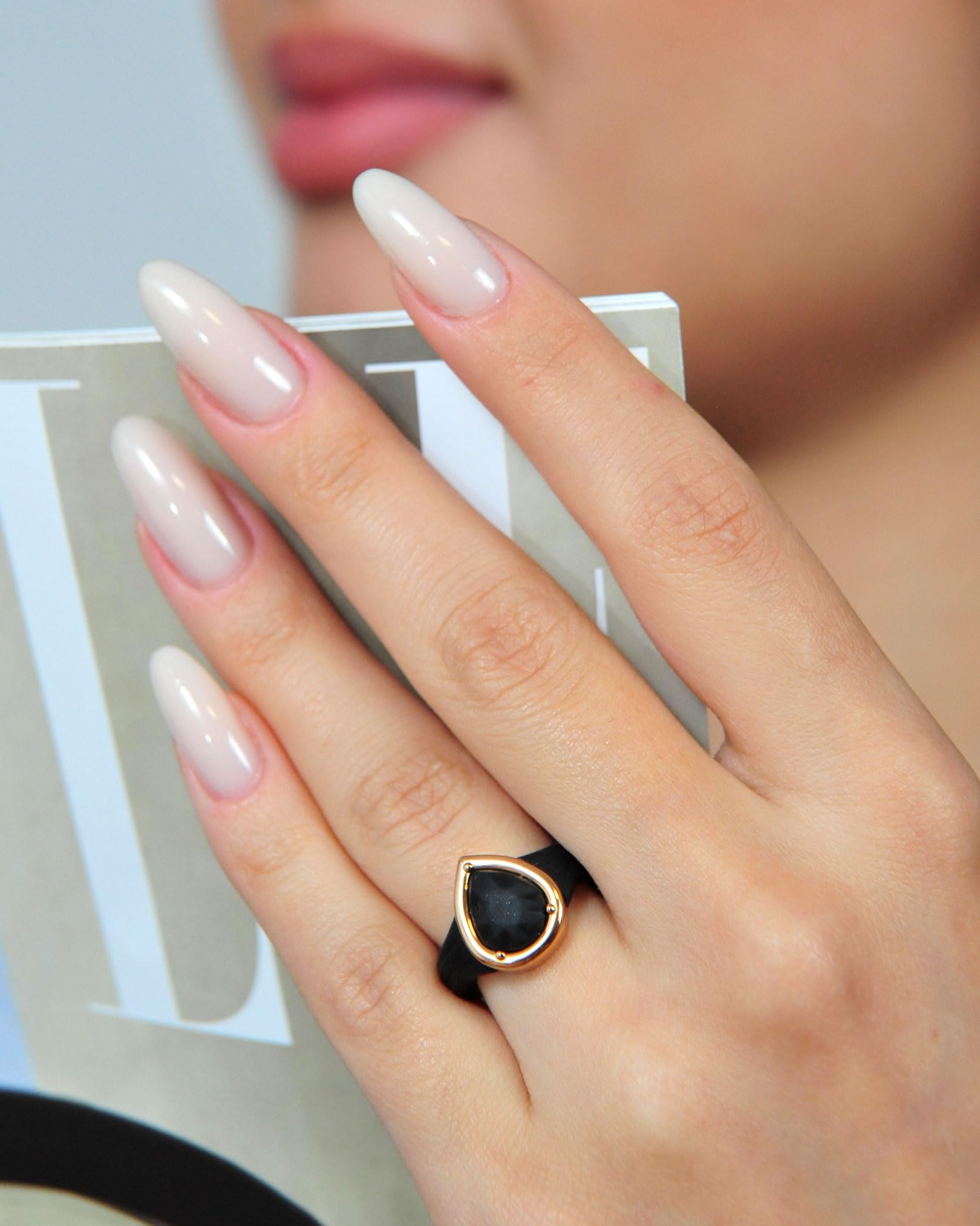 Rinfit Silicone Wedding Rings for Women - Metal Framed Pear Design | Gym & Swimming