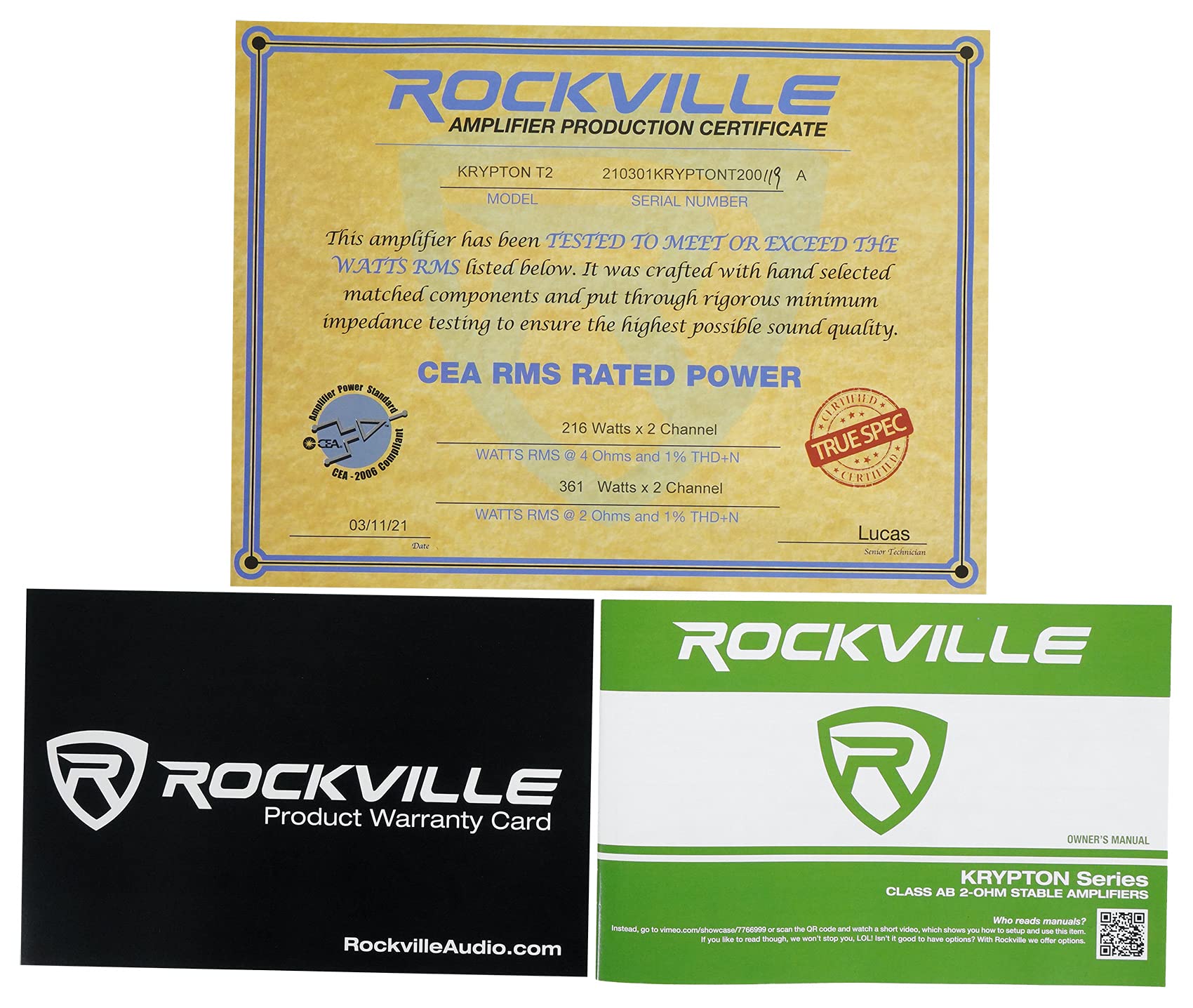 Rockville KRYPTON T2 2800W 2-Channel 2-Ohm Car Amplifier - Dyno-Certified MOSFET Power with Adjustable Crossover & Remote Control - High-Performance for Car Audio, Subwoofers, and Bass Systems - Ideal for Car Enthusiasts and Professional Installations