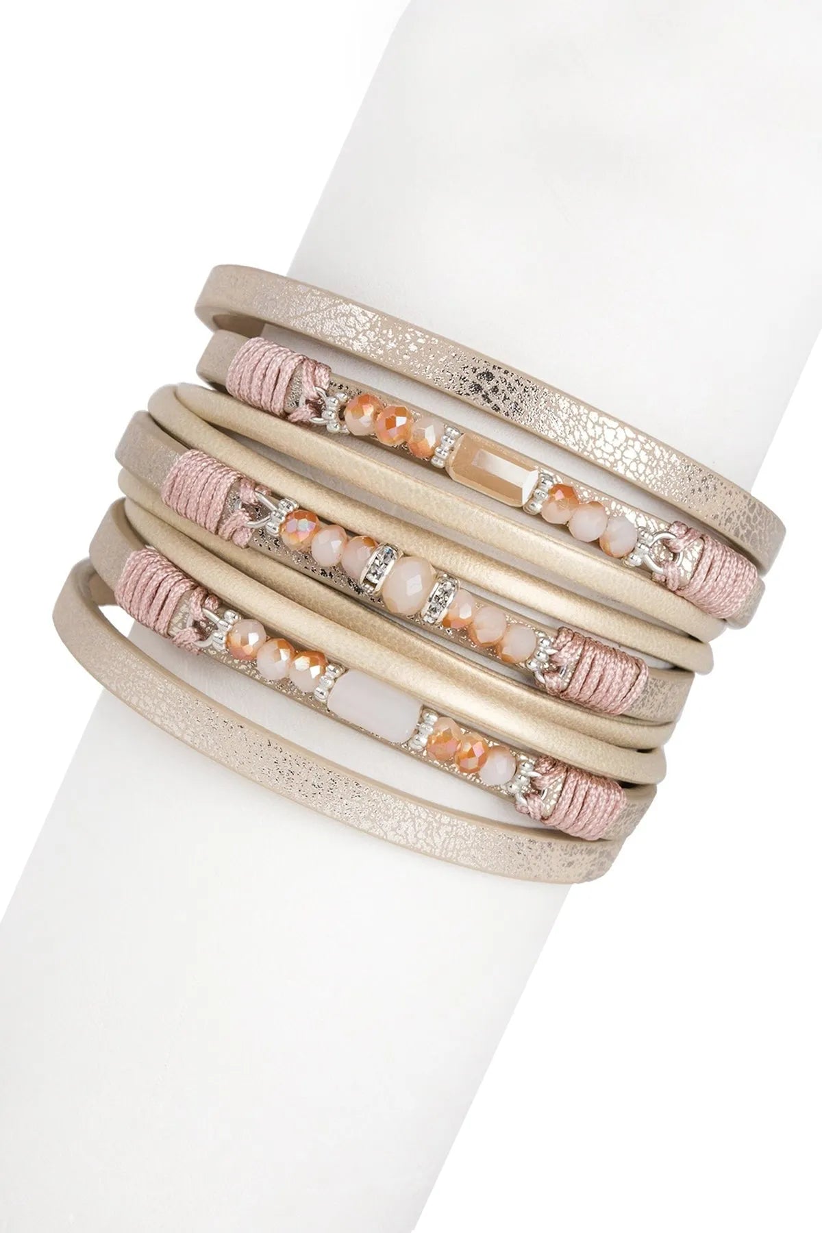 Allium Multi-Layered Genuine Leather Bracelet for Women - Stylish Stackable Bracelets for Everyday Wear & Boho Fashion