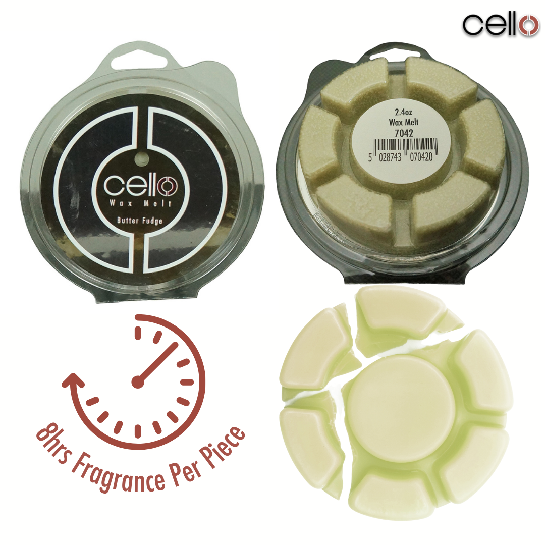 Premium Cello Wax Melts - Butter Fudge Scented Wax Cubes for Warmers | Long-Lasting Fragrance for Home, Office & Spa Relaxation