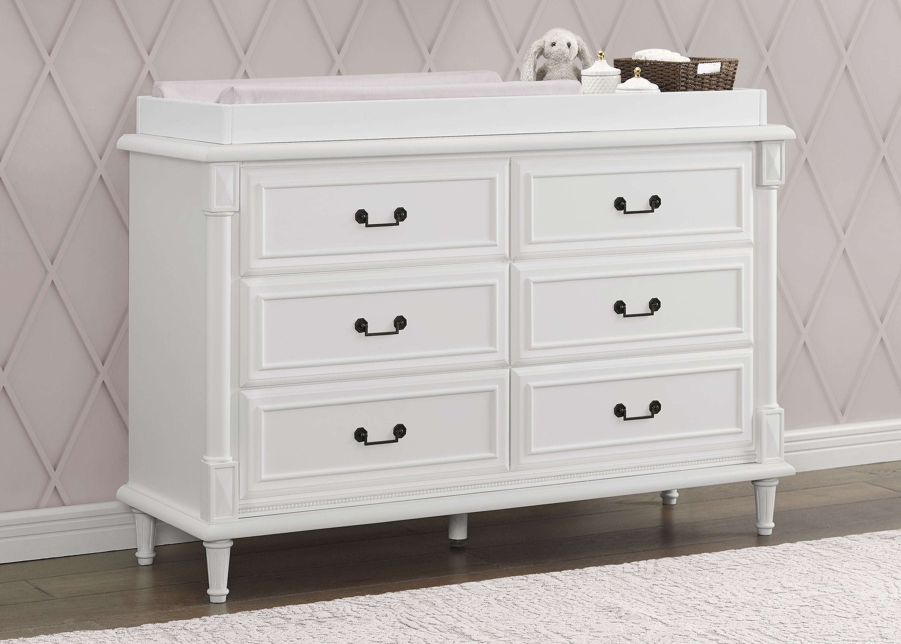 Juliette 6-Drawer Baby Dresser with Changing Table Top - Nursery Storage Organizer for Diapers, Clothes & Baby Essentials | Perfect for Newborn Rooms & Toddler Bedrooms