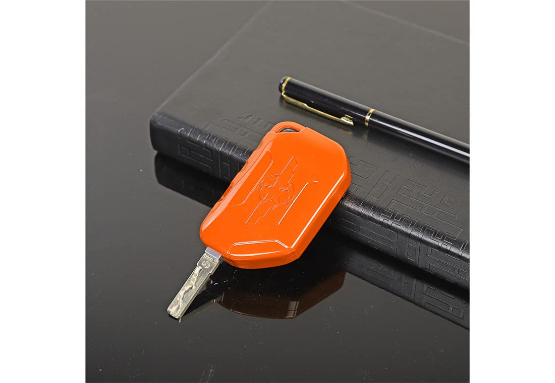 ABS Car Key Fob Cover Case Protector Shell for Jeep Wrangler JL JT & Gladiator 2018-2022 - Durable Keychain Accessory (Orange) - Perfect for Off-Road Adventures & Daily Protection
