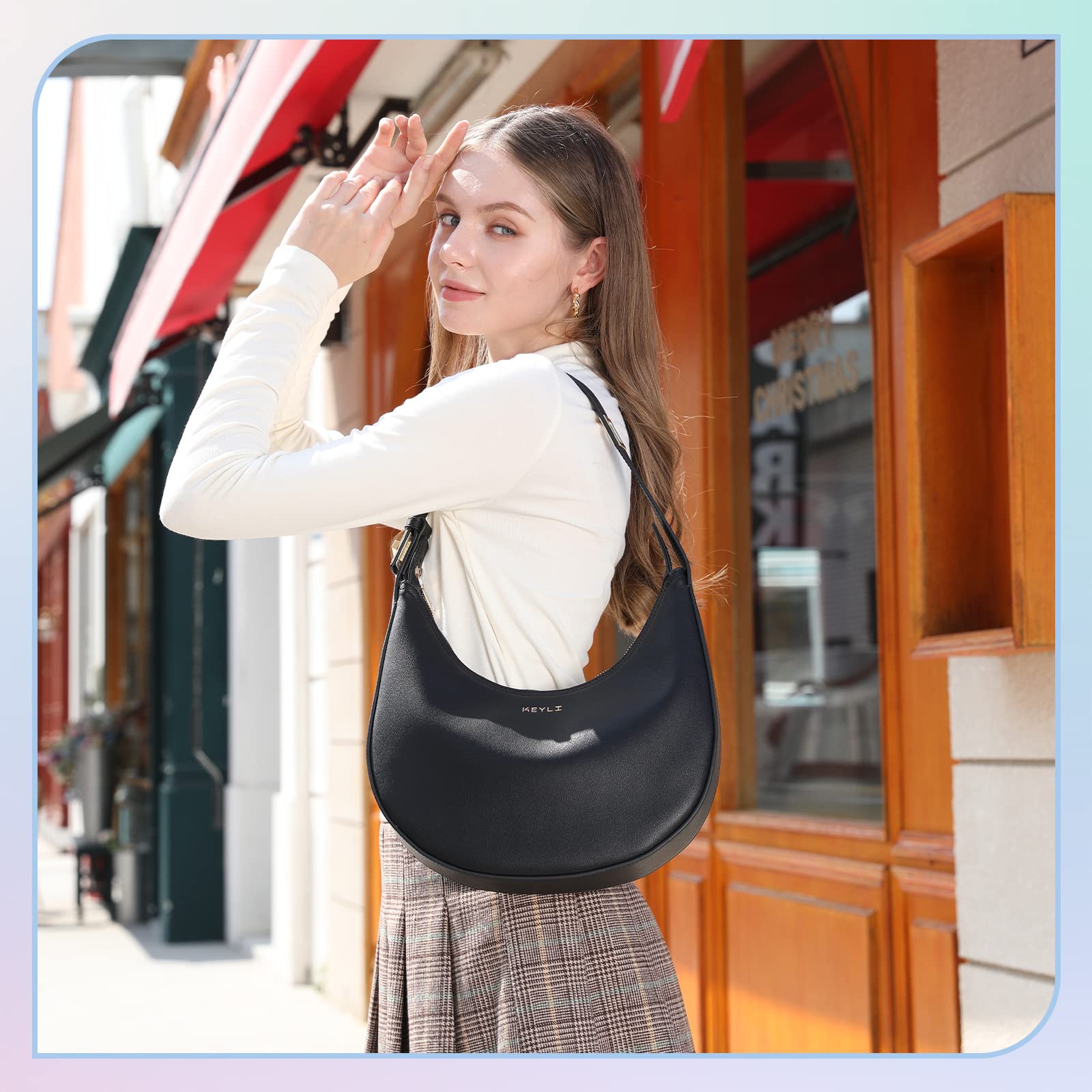 Keyli Adjustable Shoulder Bag for Women - Stylish 3-Way Strap Hobo Handbag with Zip Closure - Perfect for Work, Travel & Everyday Use