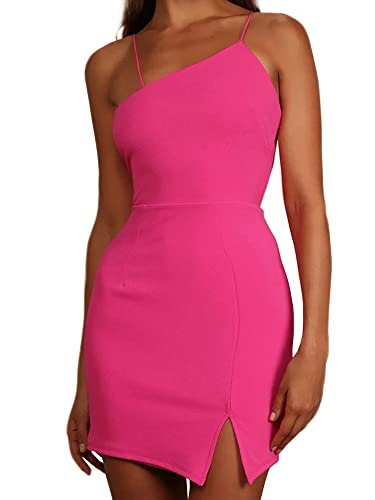 Hot Pink Asymmetrical Bodycon Mini Dress