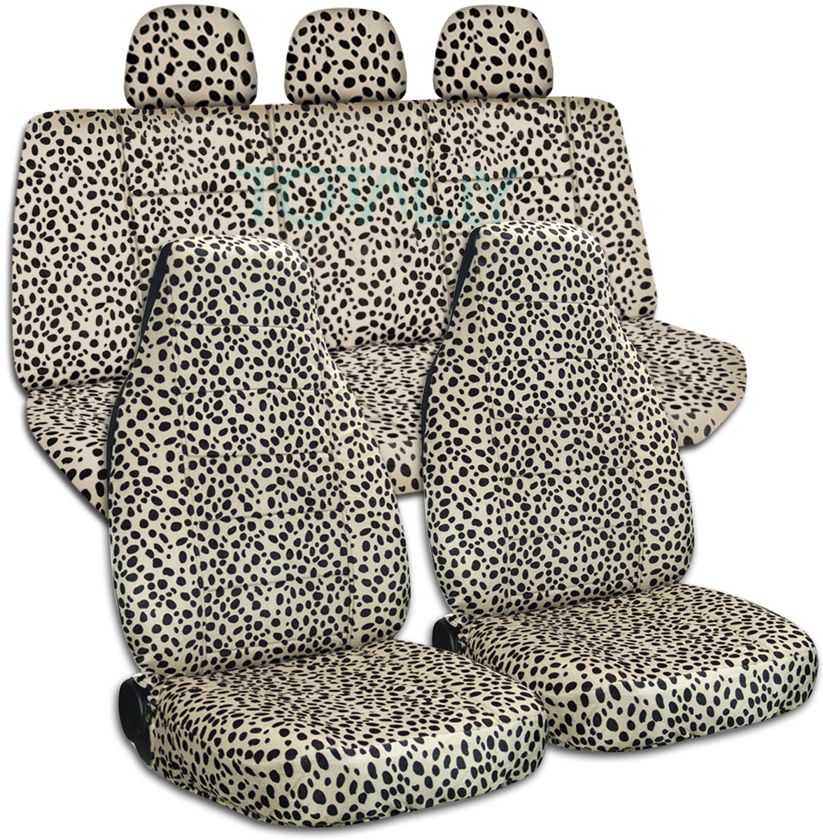 Stylish Animal Print Car Seat Covers with 3 Rear Headrest Covers - Tan Ladybug Design | Universal Fit for Cars, Trucks, Vans, RVs & SUVs | 30 Unique Patterns | Perfect for Road Trips, Family Travel & Vehicle Protection