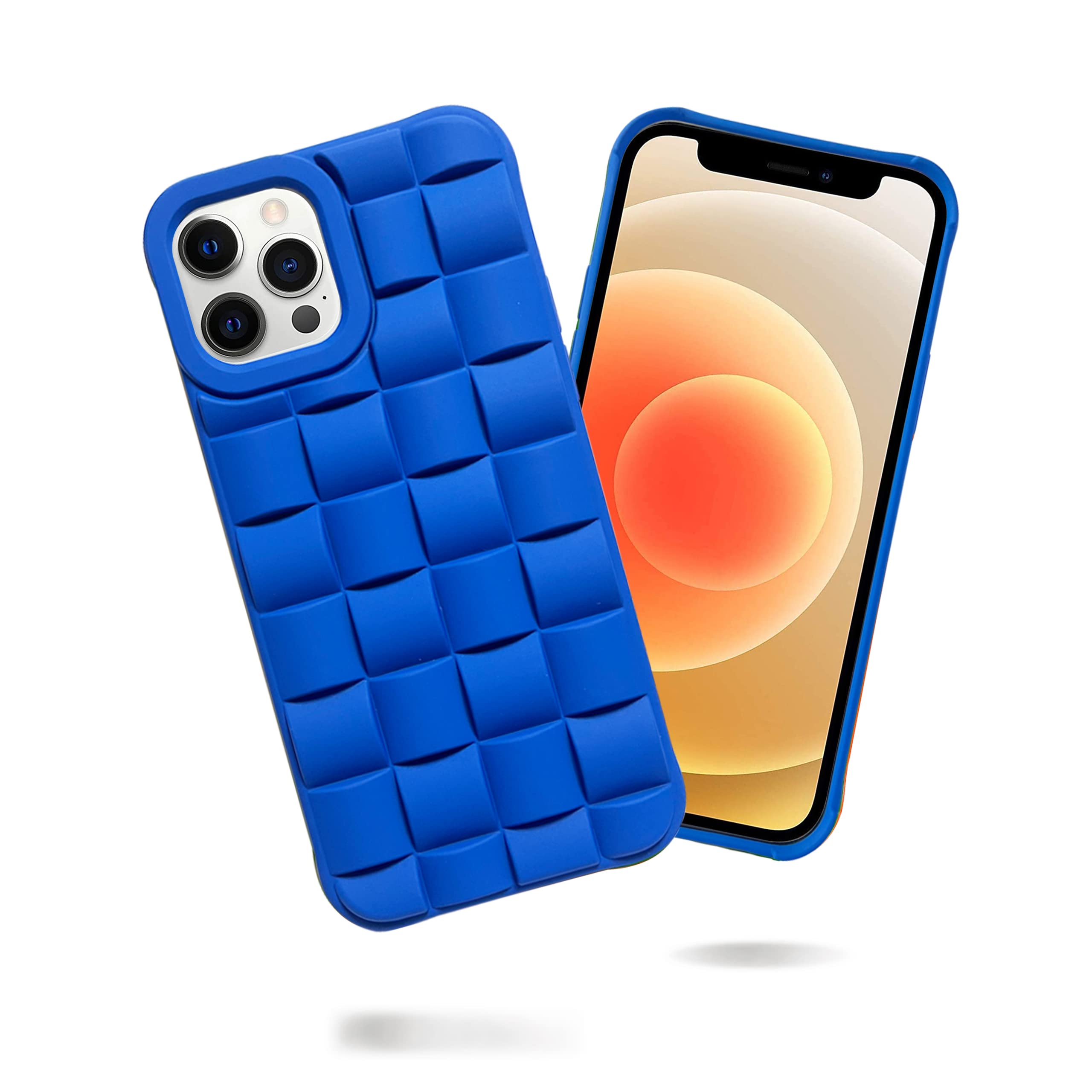 Yunguzi Clouds Plaid Design Soft TPU Shockproof Case for iPhone 12 & iPhone 12 Pro - Full Protection Slim Fit Cover (Blue) | Perfect for Everyday Use, Travel & Outdoor Activities