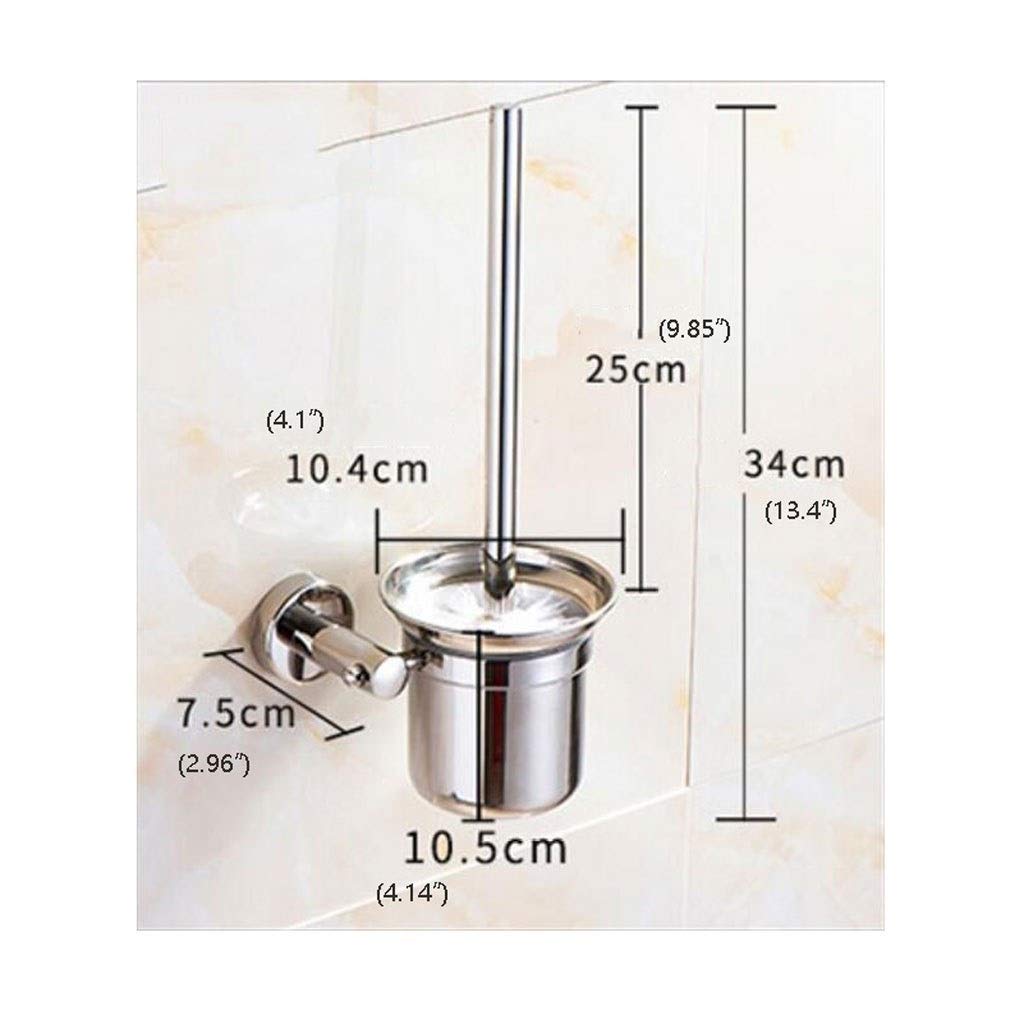 Stainless Steel Wall Mounted Toilet Brush Holder with Long Handle - Chrome Bathroom Cleaning Tool Set for WC & Toilet Hygiene | Perfect for Modern Bathrooms, Restrooms & Home Cleaning Essentials