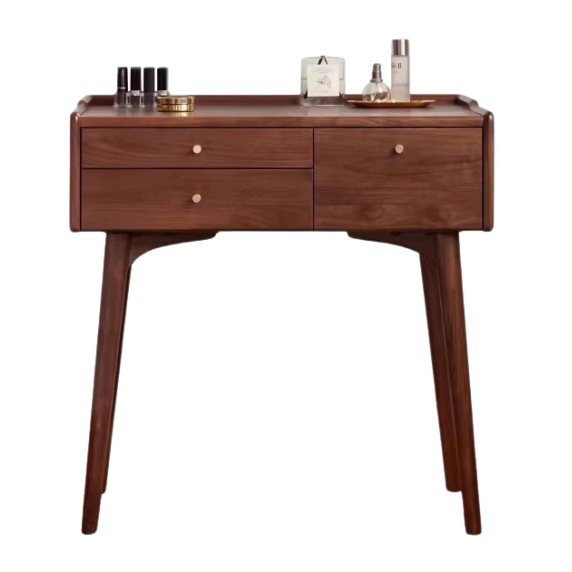 Premium Black Walnut & Ash Solid Wood Dressing Table - Elegant Vanity Desk with Mirror for Bedroom, Bathroom & Makeup Area | Natural Wood Finish, Spacious Storage & Durable Construction