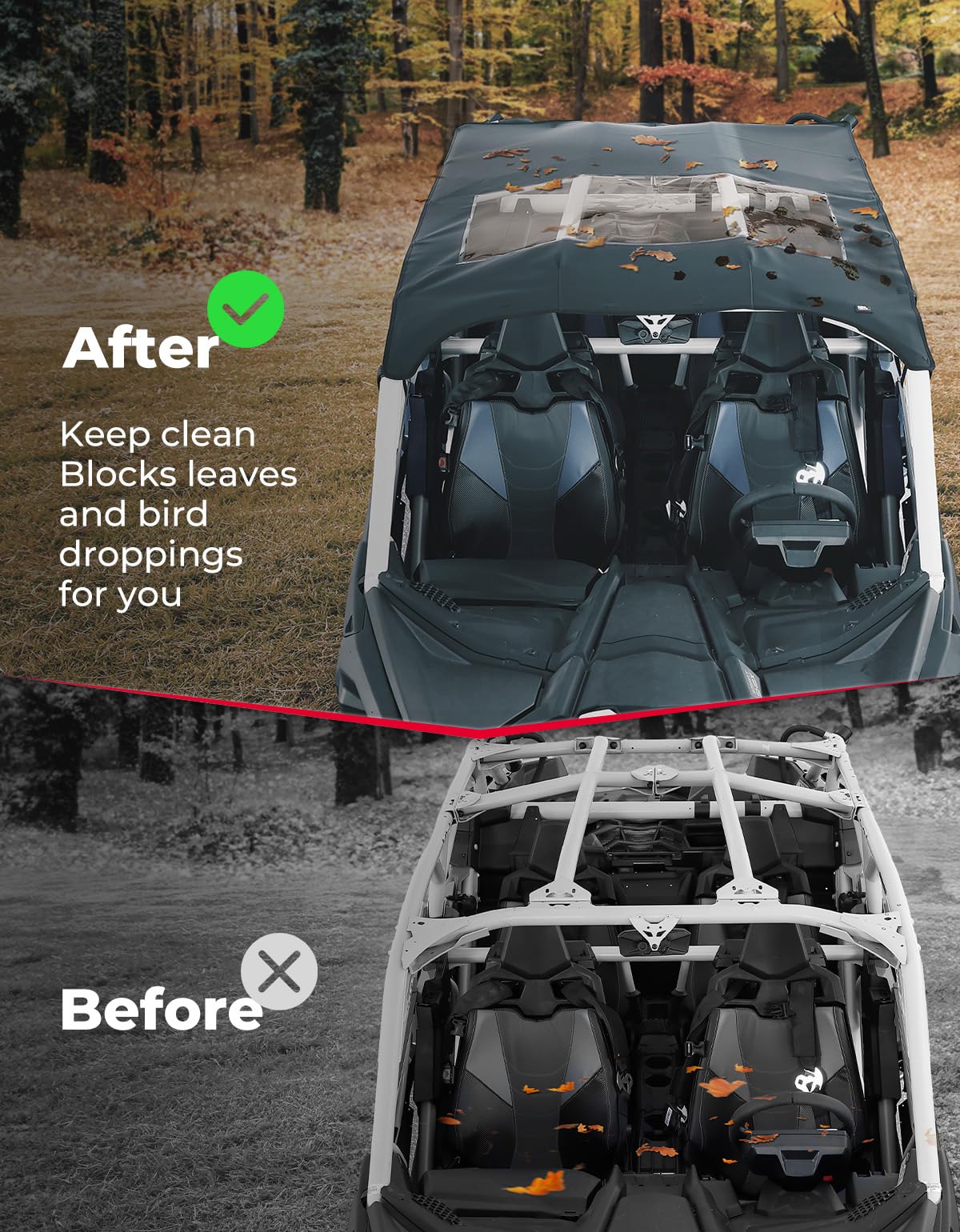 KEMIMOTO X3 Max Roof Wind Deflector & Sun Visor - Waterproof, Friction-Resistant Bimini Top for Can-Am Maverick X3 Max (2017-2025 4-Seat Models) - Perfect for Off-Roading, Beach Trips & Outdoor Adventures