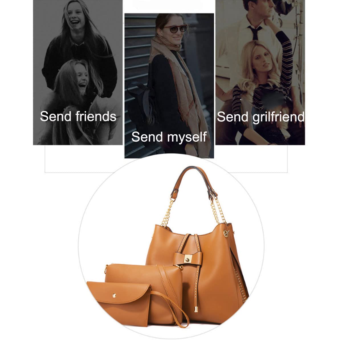 3-Piece Faux Leather Tote Bags Set for Women - Top Handle Shoulder Purses with Bowknot Design, Hobo Satchel Handbags | Perfect for Work, Travel, Shopping & Daily Use
