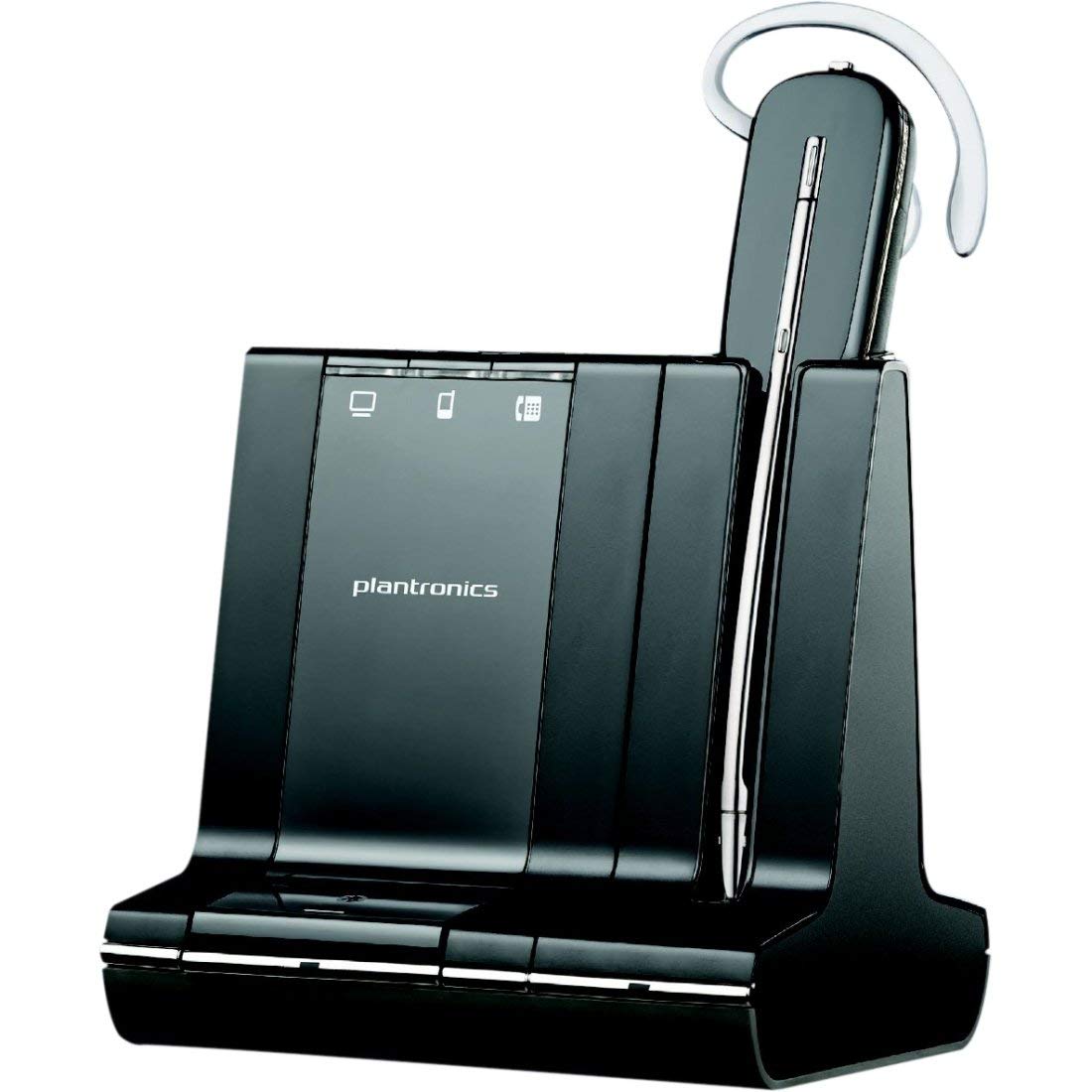 Plantronics W745-M SAVI 3-in-1 Wireless Headset with Battery Charger - Office & Call Center Headphones for Clear Communication