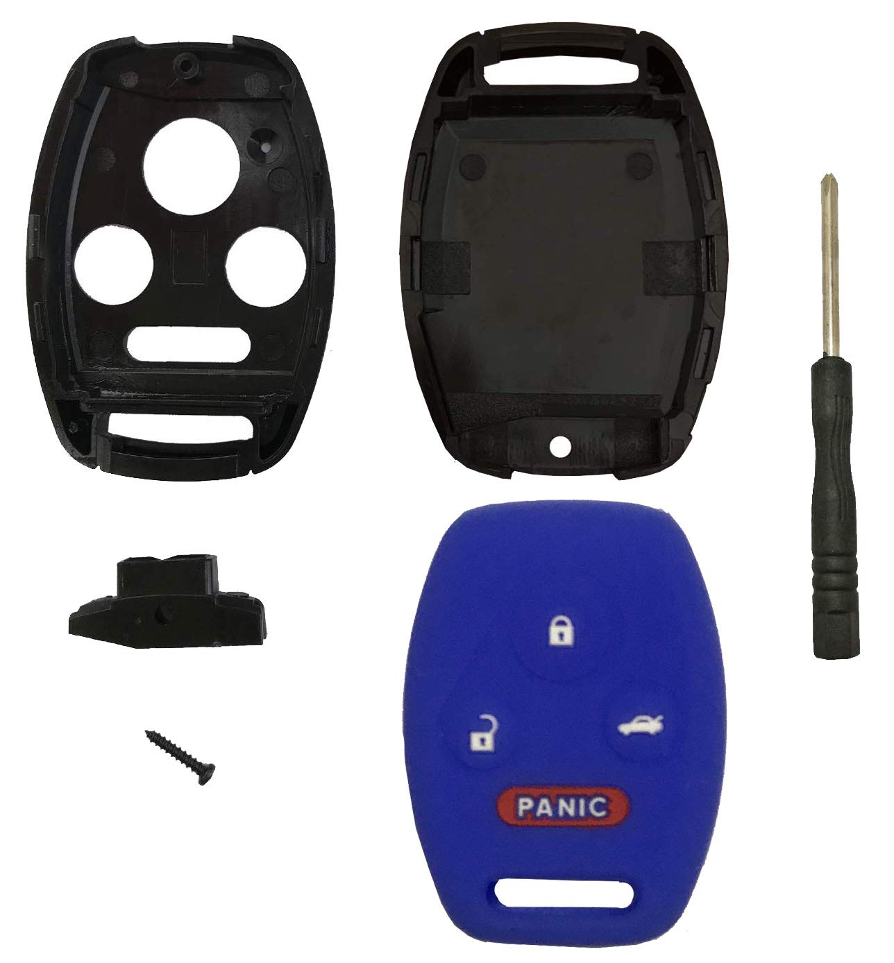 J-ACCES Silicone Key Fob Cover Case for Honda Accord Civic EX Pilot - Keyless Entry Remote Shell Protector with Screwdriver (Blue) | Durable Protection for Car Keys | Perfect for Daily Use, Commuting & Travel