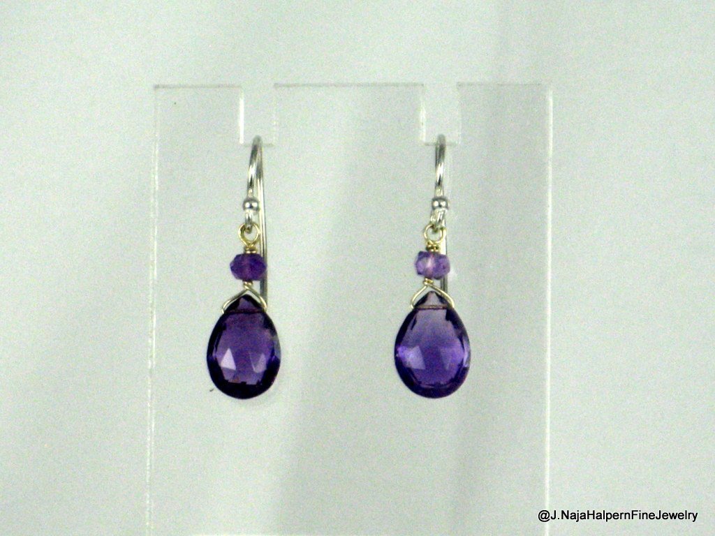 925 Sterling Silver Large Amethyst Briolette Dangle Earrings - 1.5 Inch Purple Gemstone Jewelry for Women | Perfect for Weddings, Parties & Special Occasions