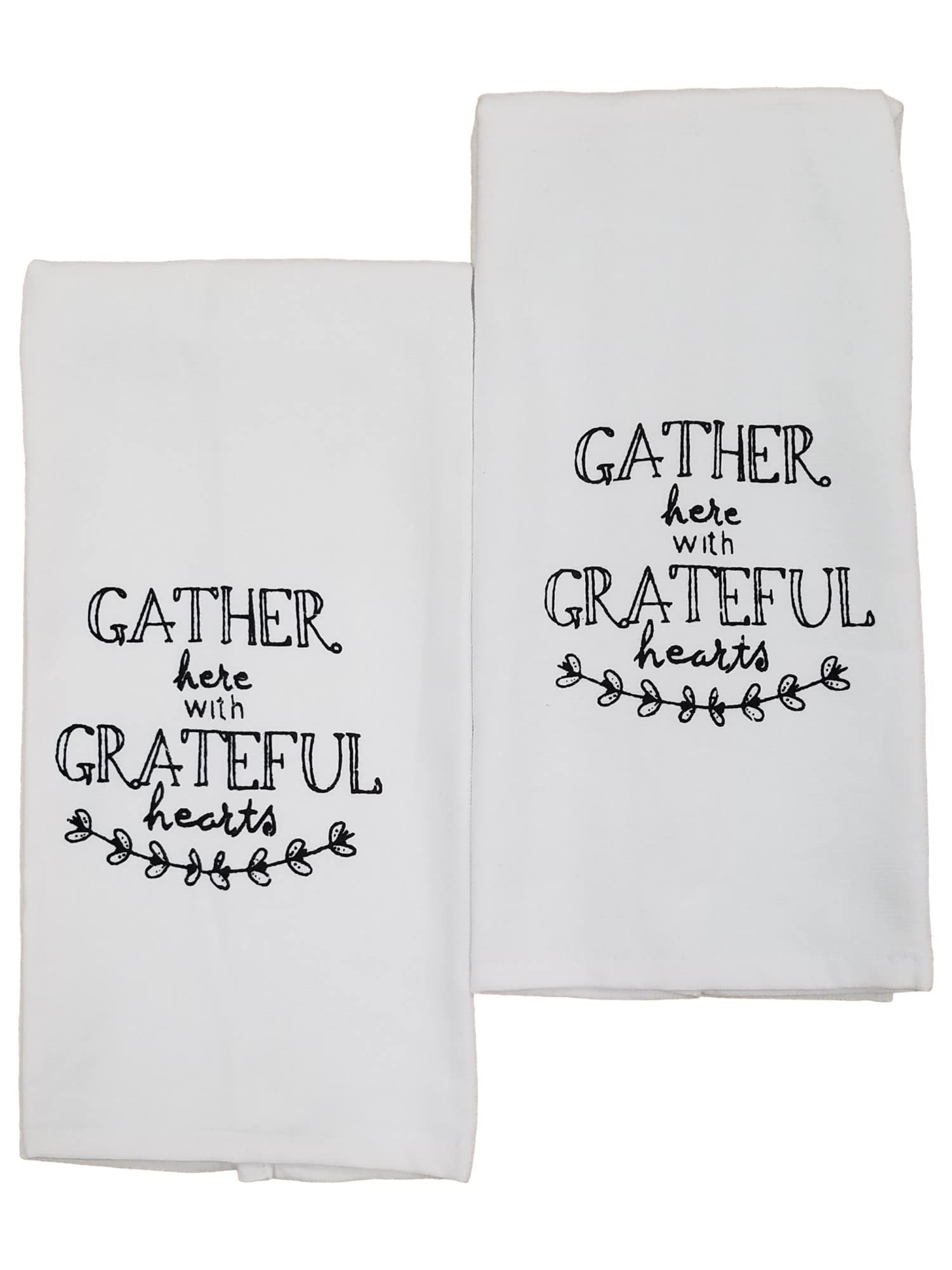 Grateful Hearts Kitchen Towel Set - 2 Pack Premium Cotton Dish Towels for Drying Dishes, Cleaning Countertops & Kitchen Decor | Soft & Absorbent