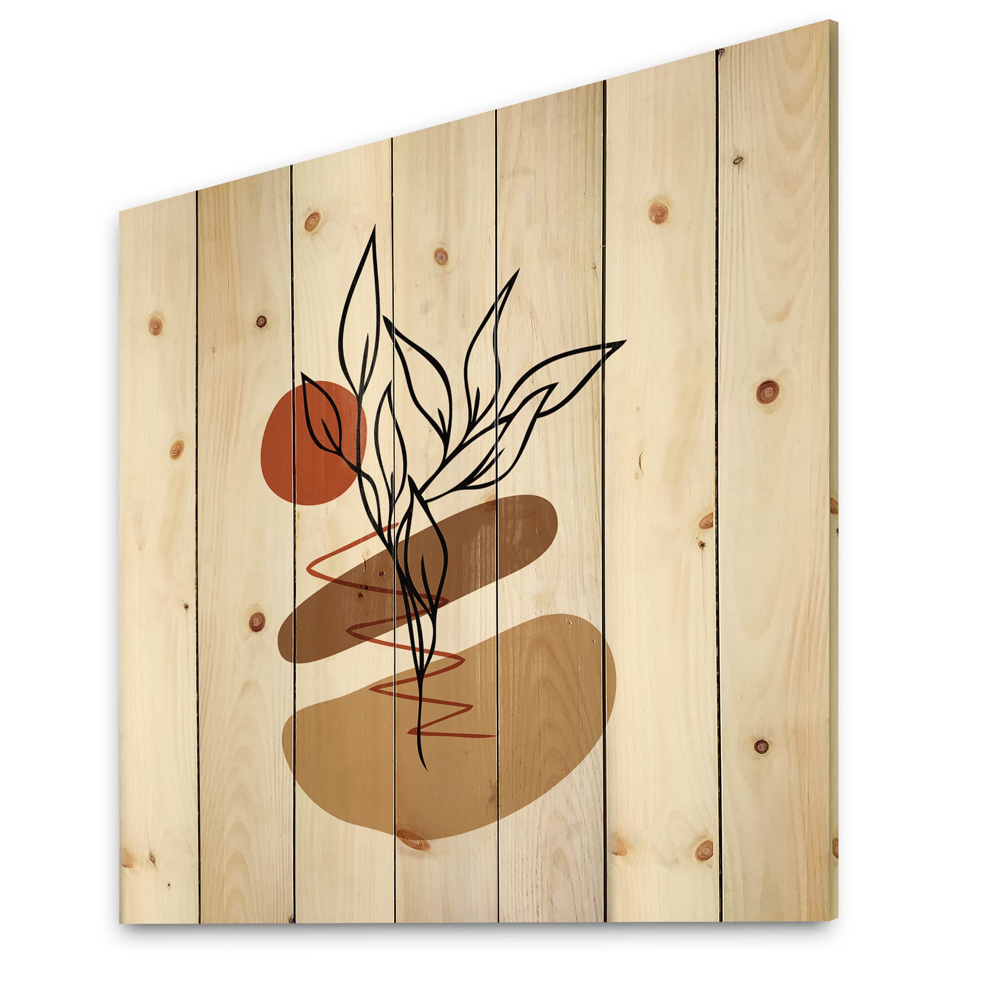 Modern Floral Wood Wall Art - Abstract Pine Decor for Living Room