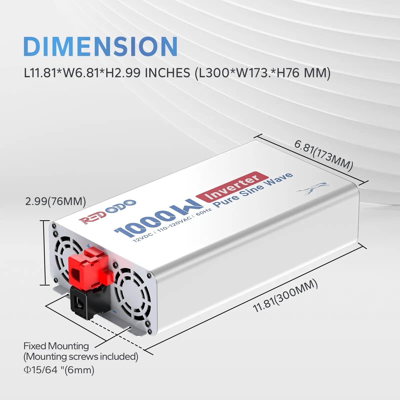 Redodo 1000W Pure Sine Wave Power Inverter with LCD Display - Reliable Backup Power for Home, RV, Camping & Emergency Use