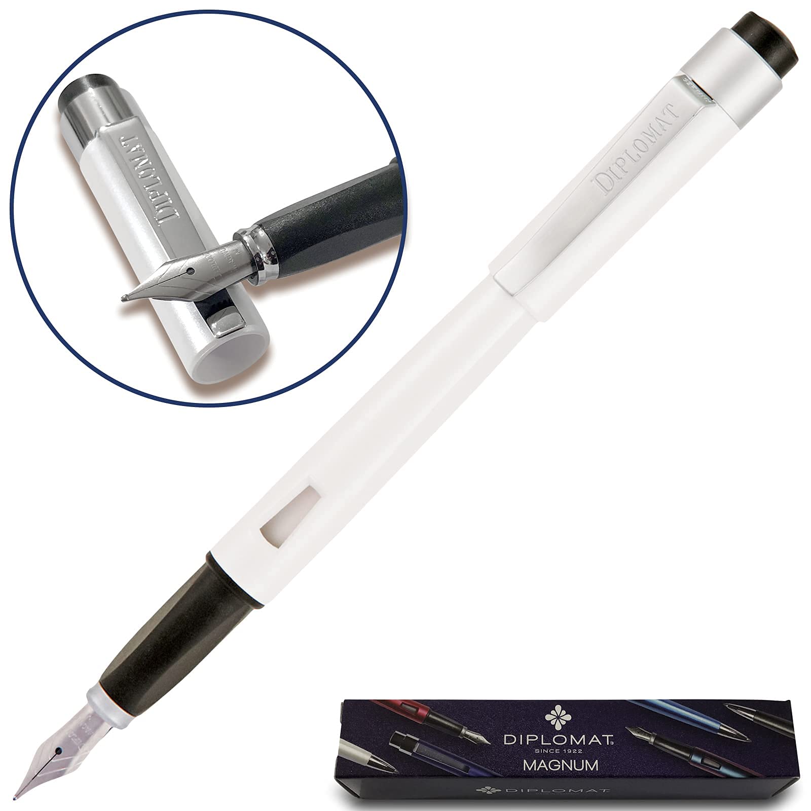 Lanier Pens Diplomat Magnum Pearl White Ballpoint Pen Set - Premium Writing Gift for Professionals, Students & Office Use