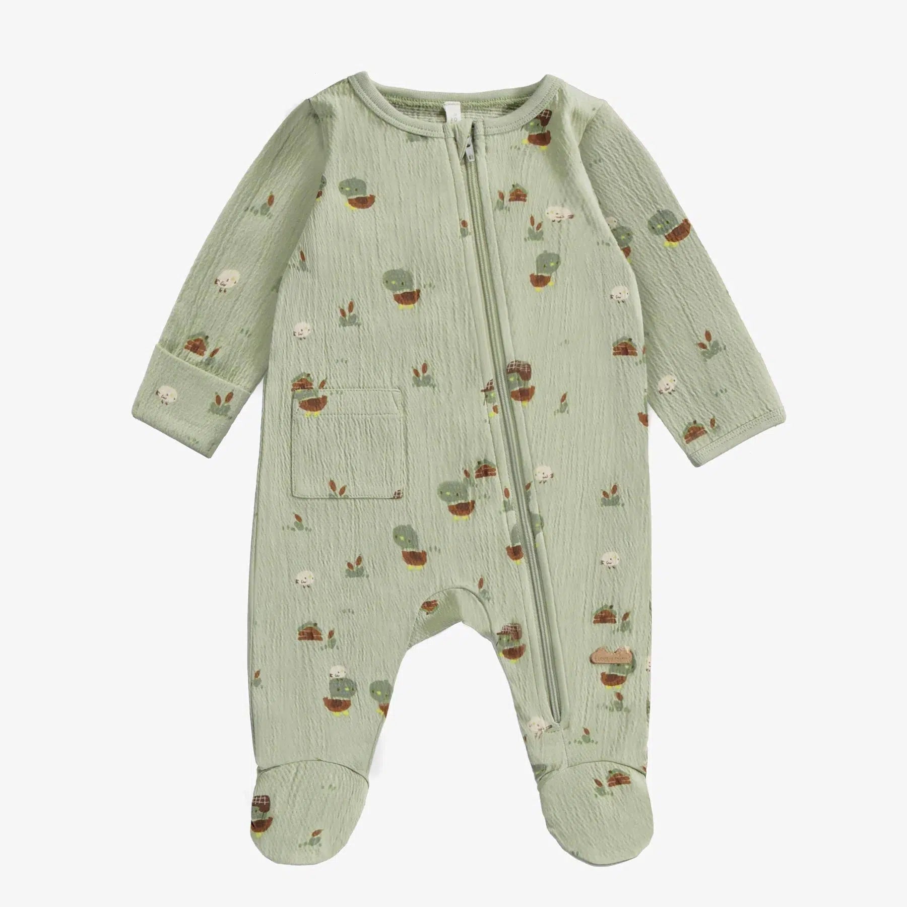 Mini Mouse Zipper Footie Pajamas - Green Ducks Print Baby Sleepwear | Soft & Comfortable for Infants & Toddlers | Perfect for Bedtime, Playtime & Photo Shoots
