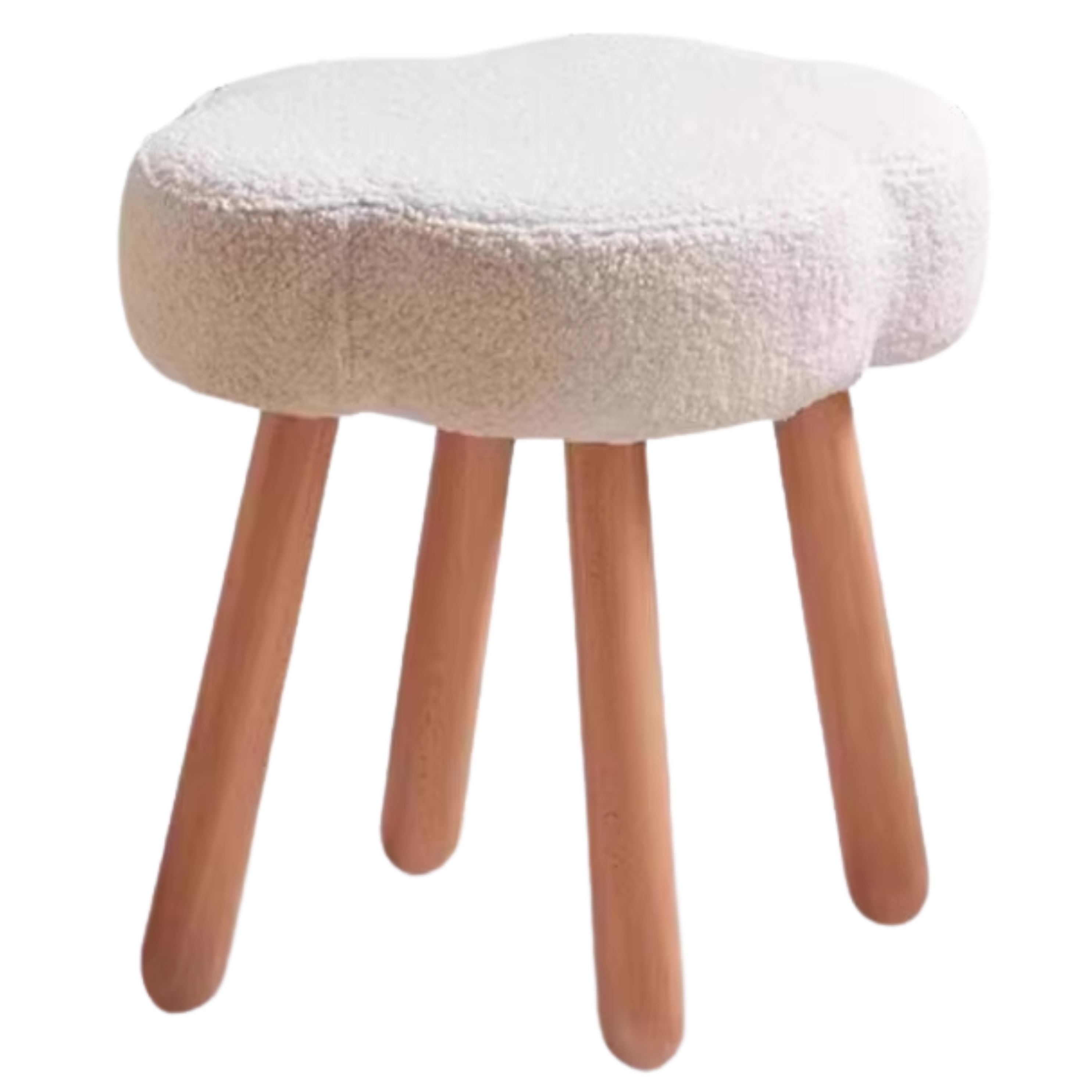 Solid Wood Makeup Stool - Beech & Birch with Lamb Velvet Upholstery | Cloud-Shaped Seat for Vanity, Dressing Room & Bedroom Decor