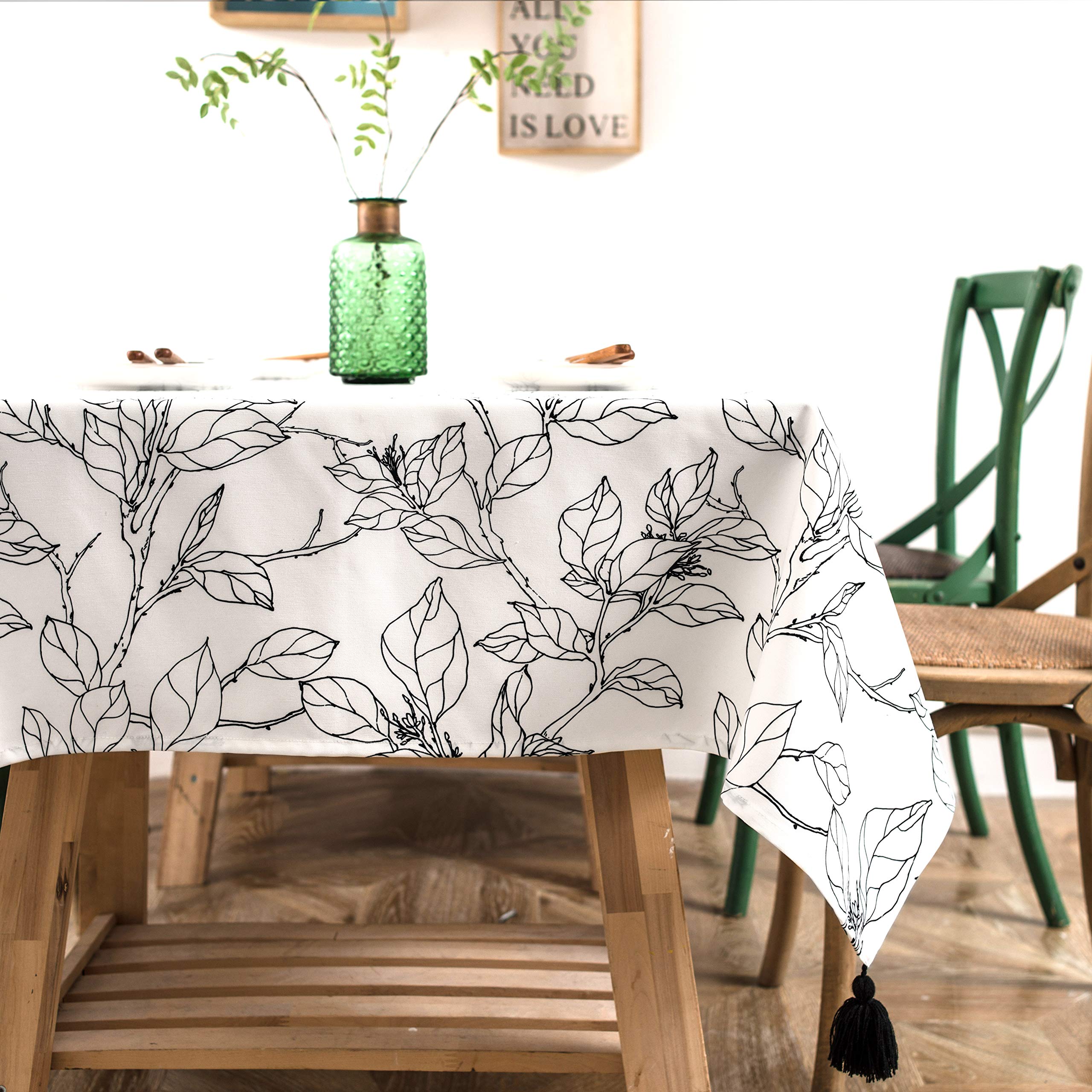 DriftAway Ryan Tassel Rectangle Tablecloth 54x102 Inch - Elegant Black Decorative Table Cover for Indoor/Outdoor Dining, Buffet, Parties & Dinner - Perfect for Weddings, Holidays & Special Occasions