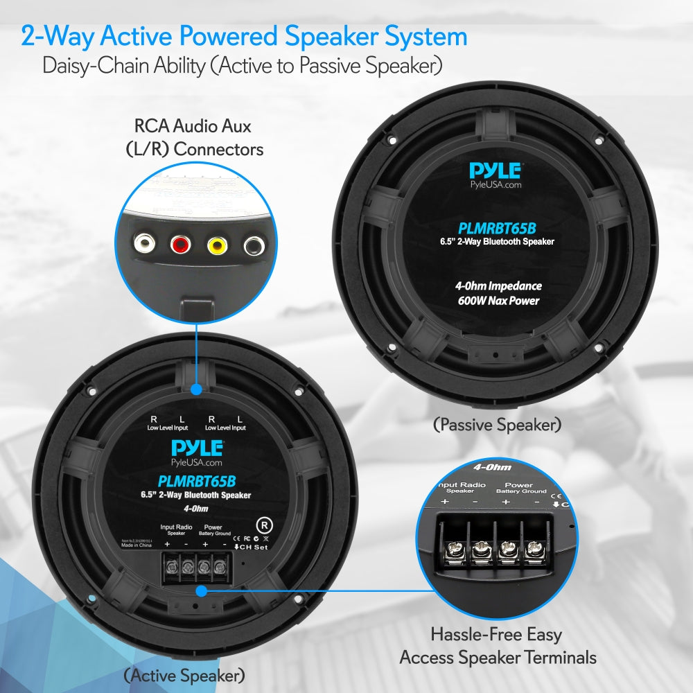 6.5 Inch Waterproof Bluetooth Marine Speakers - High-Quality Outdoor Boat Audio for Boating, Fishing & Poolside Entertainment