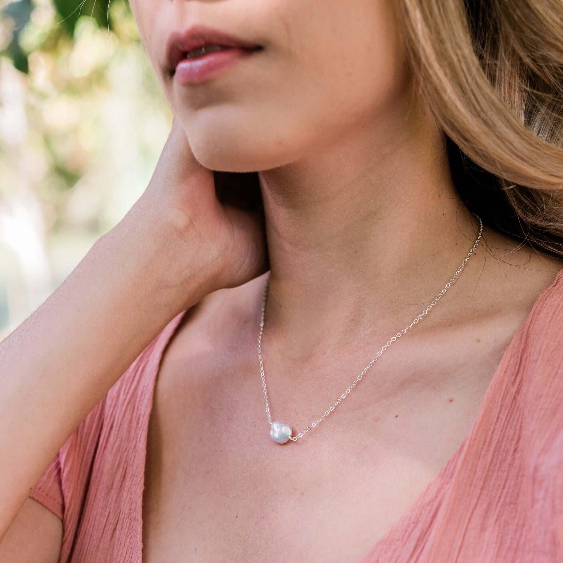 Elegant Tiny Raw White Freshwater Pearl Crystal Nugget Necklace – Perfect for Bridal Jewelry, Boho Fashion & Everyday Wear