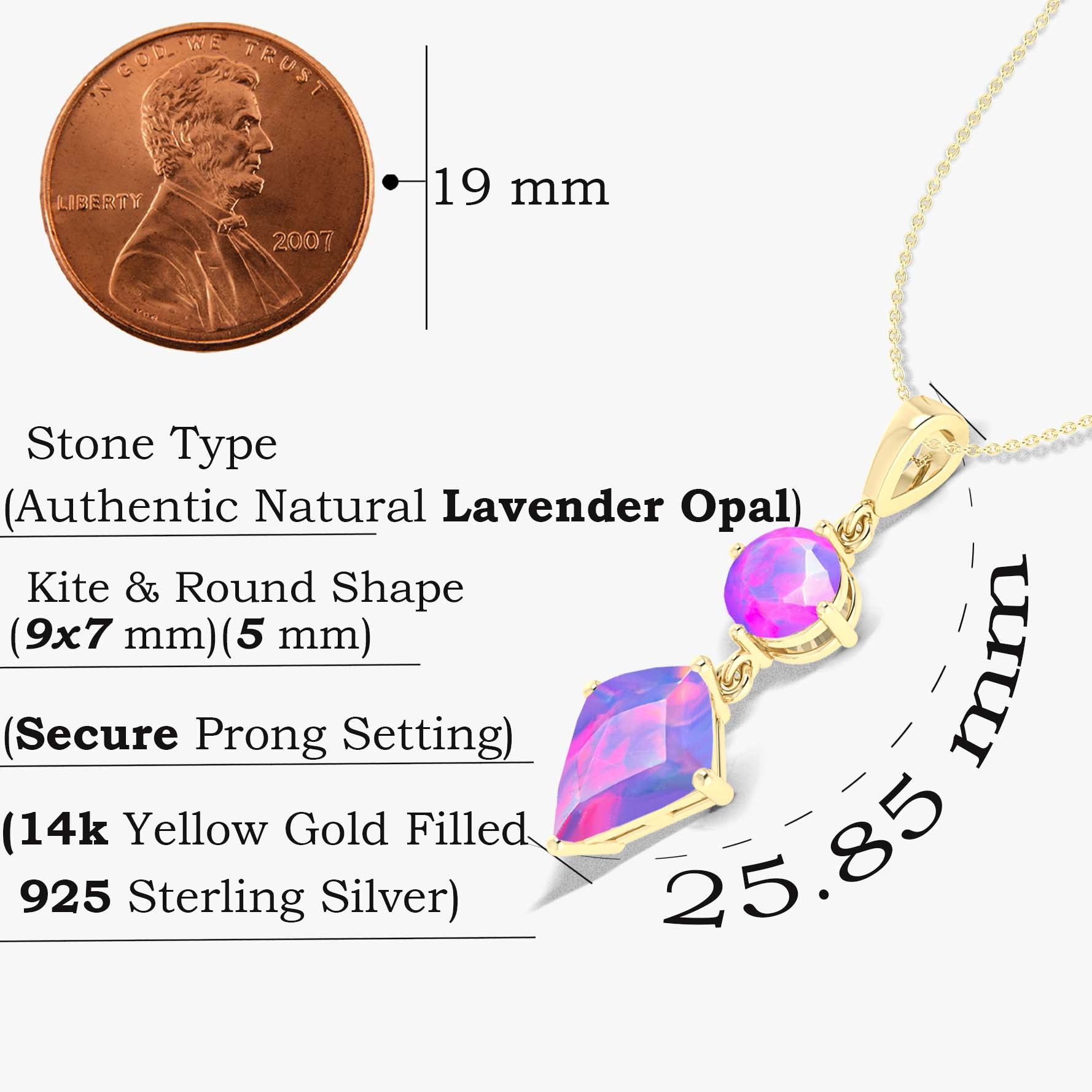 Natural Lavender Opal Dual Stone Long Chain Pendant Necklace for Women - Elegant Boho Jewelry Gift for Birthday, Anniversary & Special Occasions