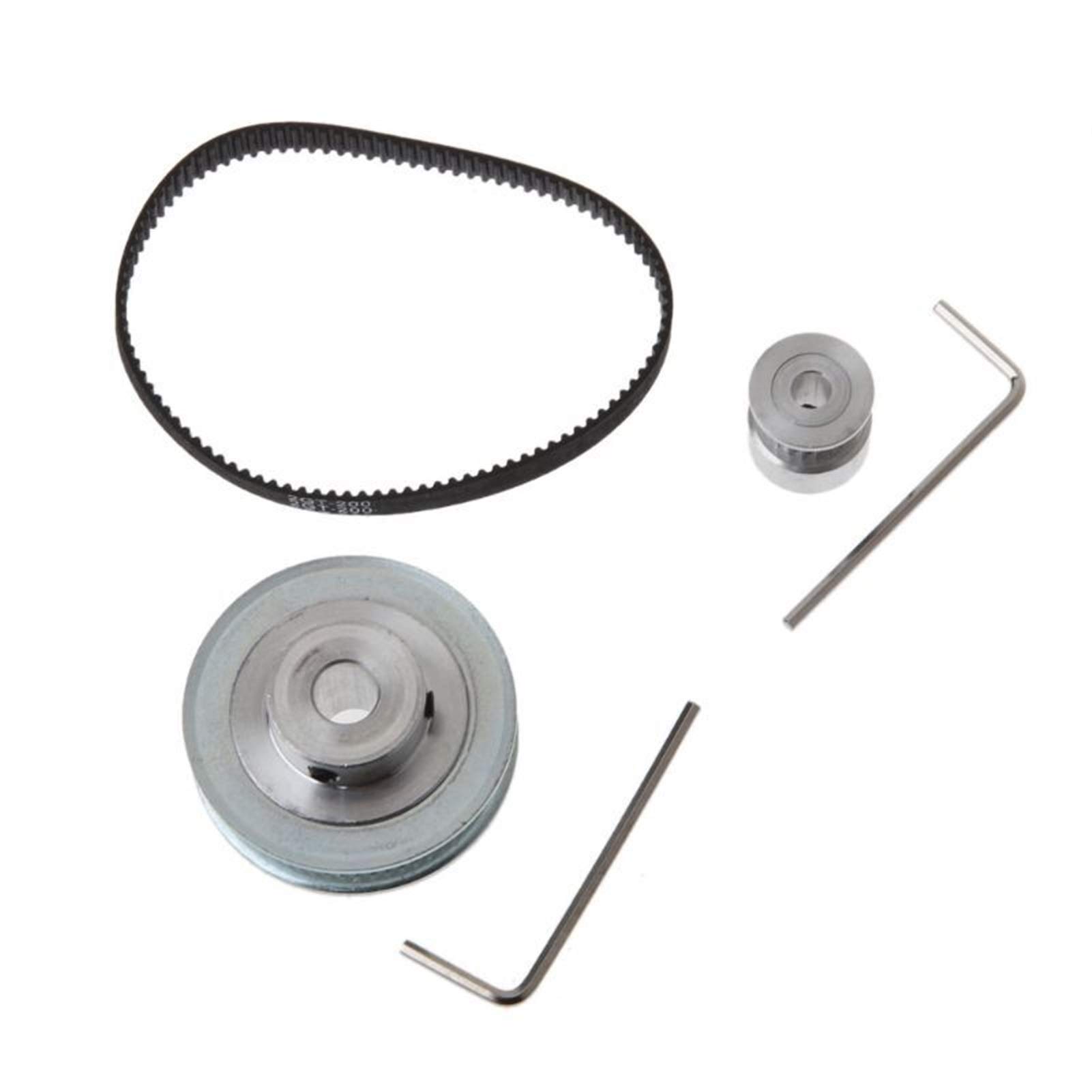 GT2 Timing Pulley Set - 20T & 60T Pulleys with 200mm Closed-Loop Belt, 3:1 Reduction Ratio for 3D Printers | High-Precision CNC Machined Parts for DIY Robotics, Laser Cutters, and Industrial Automation