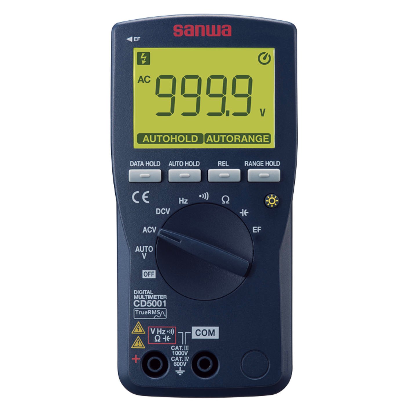 CD5001 True RMS Digital Multimeter with Auto-Ranging, Backlit LCD & EF Sensing - Perfect for Electricians, HVAC Techs & DIY Home Repairs
