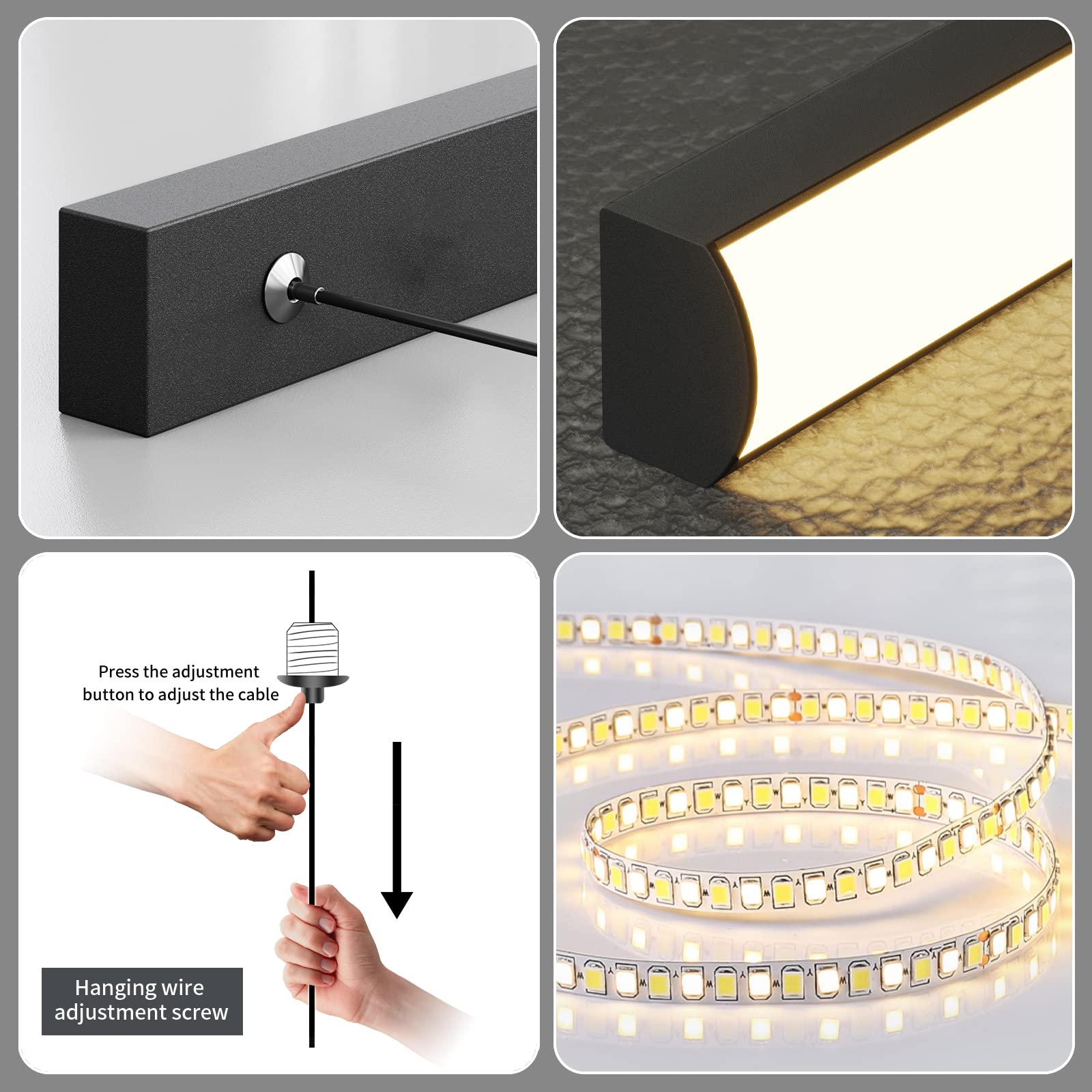 Modern LED Chandelier for Dining Room - Dimmable 3000K-6500K, Remote Control Black Spiral Pendant Light, 50W Adjustable Height Hanging Light for Kitchen Island, Restaurant & Home Decor - Perfect for Dining Areas, Living Rooms and Commercial Spaces