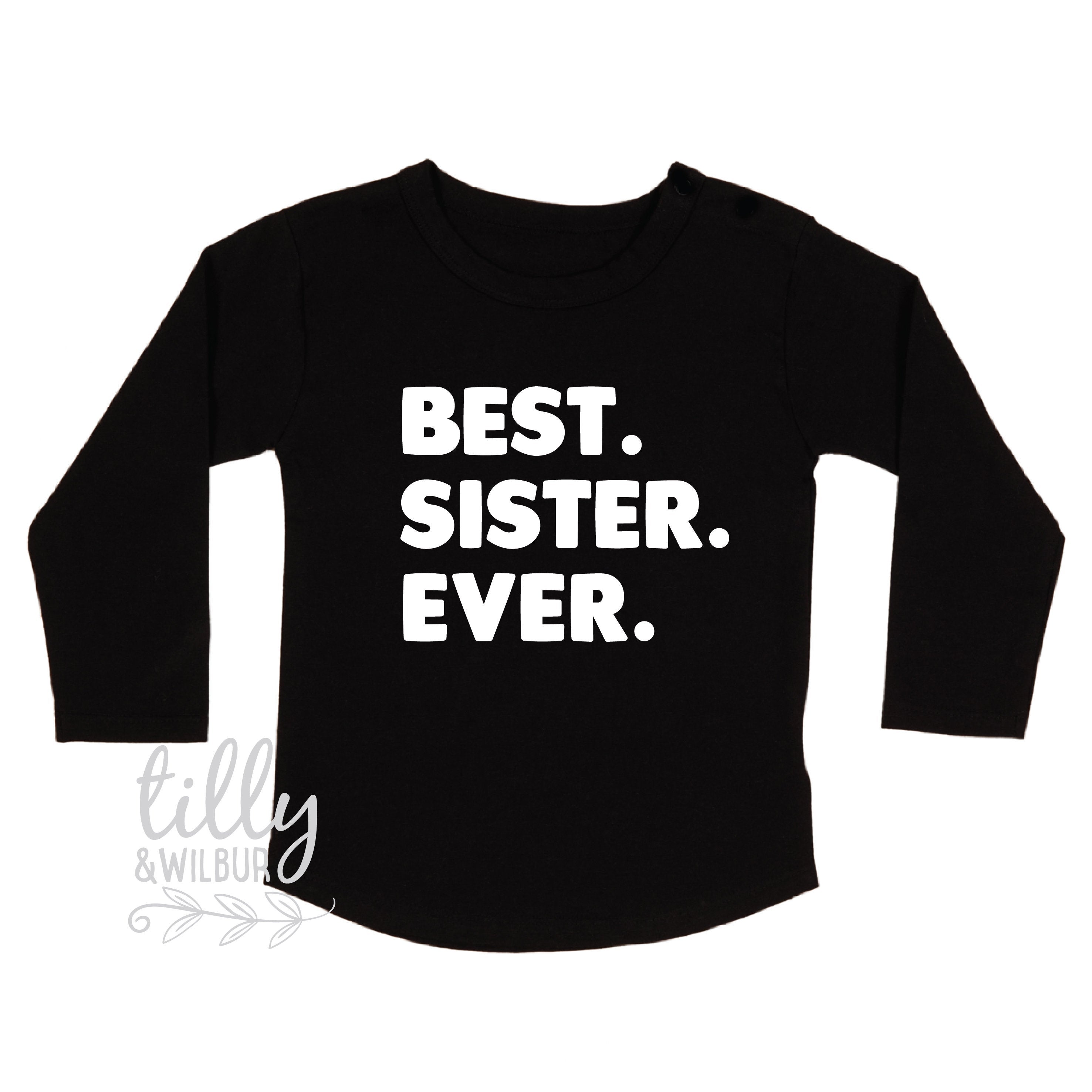 Best Sister Ever Pregnancy Announcement T-Shirt - Big Sister Gift, Sibling Reveal Shirt for Girls - Pink Short Sleeve Tee - Perfect for Gender Reveal Parties & Family Photos