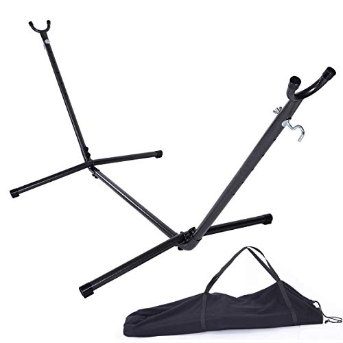 Portable Hammock Stand with Black Background & Silver Flower Design - Lightweight & Durable for Indoor/Outdoor Use - Perfect for Camping, Backyard Relaxation & Travel Accessories