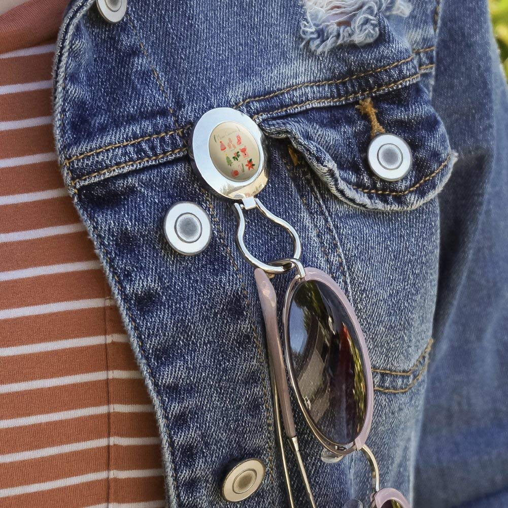 Christmas Cookie Holly Fox Magnetic Metal Eyeglass ID Badge Holder - Perfect for Office, School & Holiday Parties