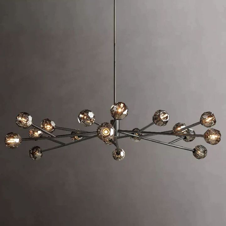 Crystal Ball Glass Round Chandelier - 72 Inch Modern Ceiling Light Fixture for Dining Room, Living Room, Bedroom, and Entryway