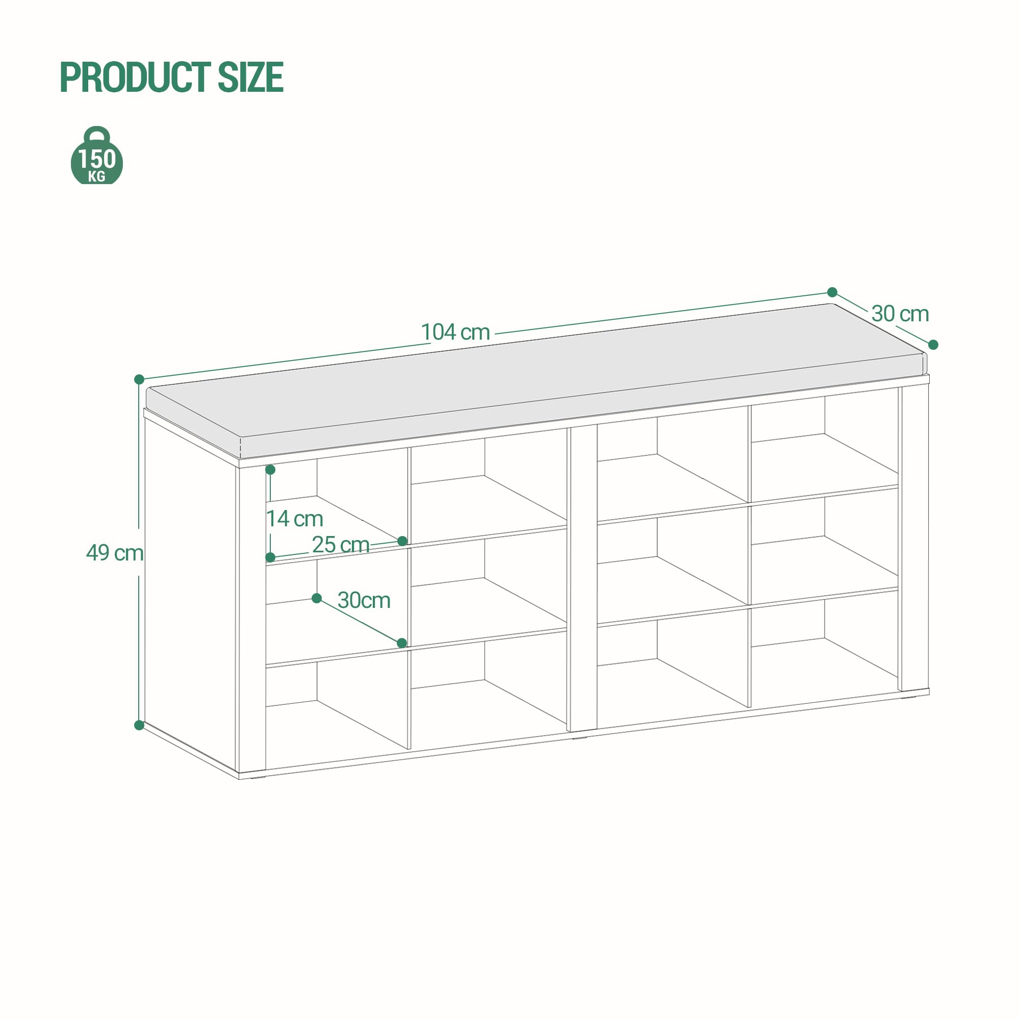 White Shoe Bench with Cushion - 12-Cubby Entryway Storage Bench with Adjustable Shelves | Shoe Organizer Cabinet for Living Room, Bedroom & Hallway | Perfect for Small Spaces, Apartment Entry & Shoe Storage Solutions