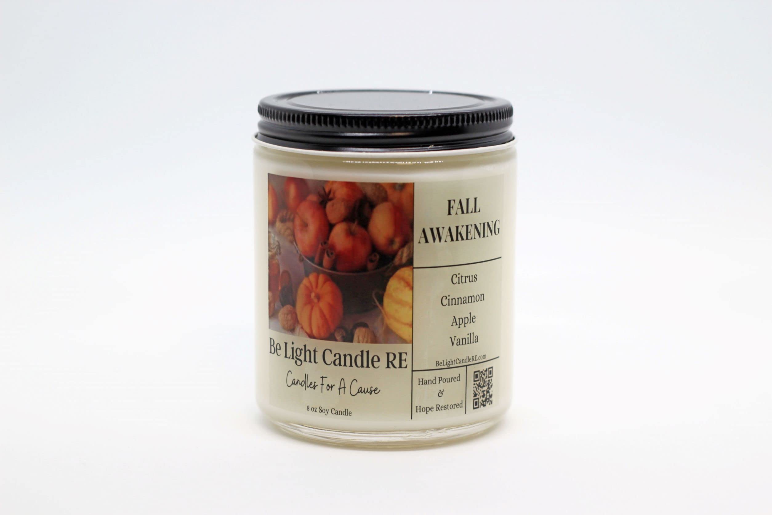 Non-Toxic 8oz Soy Candles - Fall Awakening Scented Candles for Home | Long-Lasting, Purpose-Driven & Gift-Ready | Perfect for Relaxation, Aromatherapy & Cozy Fall Evenings | Be Light Candle RE
