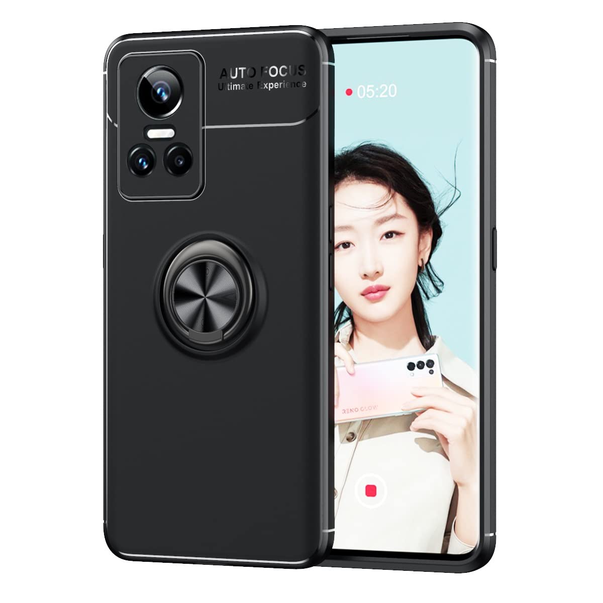 Premium Slim Shockproof Phone Case for Oppo Realme GT Neo3 - Soft TPU Cover with 360° Rotating Magnetic Ring & Kickstand | Heat Dissipation & Anti-Fall Protection | Perfect for Work, Travel & Outdoor Activities
