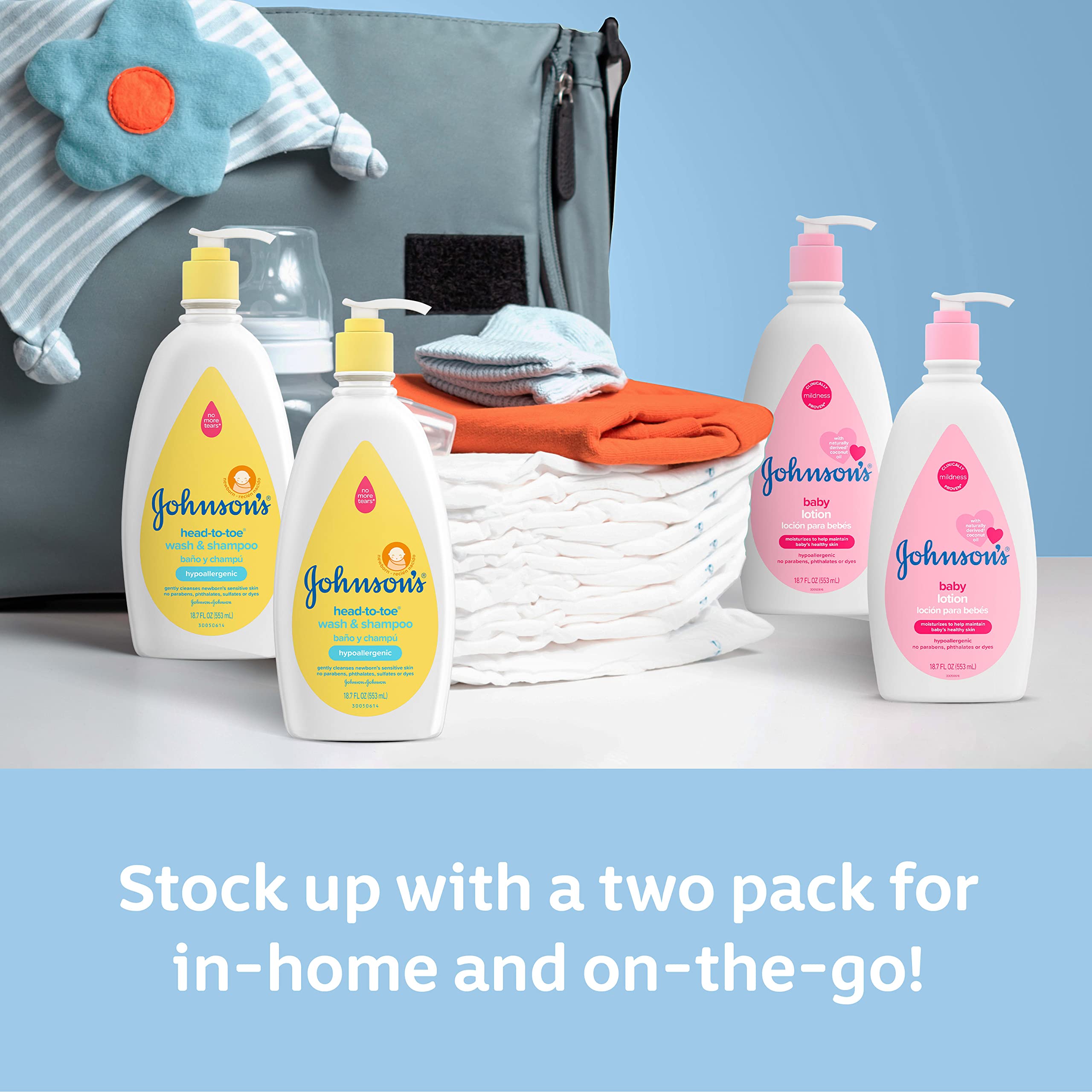 Johnson's Baby Wash & Shampoo - Tear-Free 2 Pack for Sensitive Skin | Bath Time & Daily Hygiene